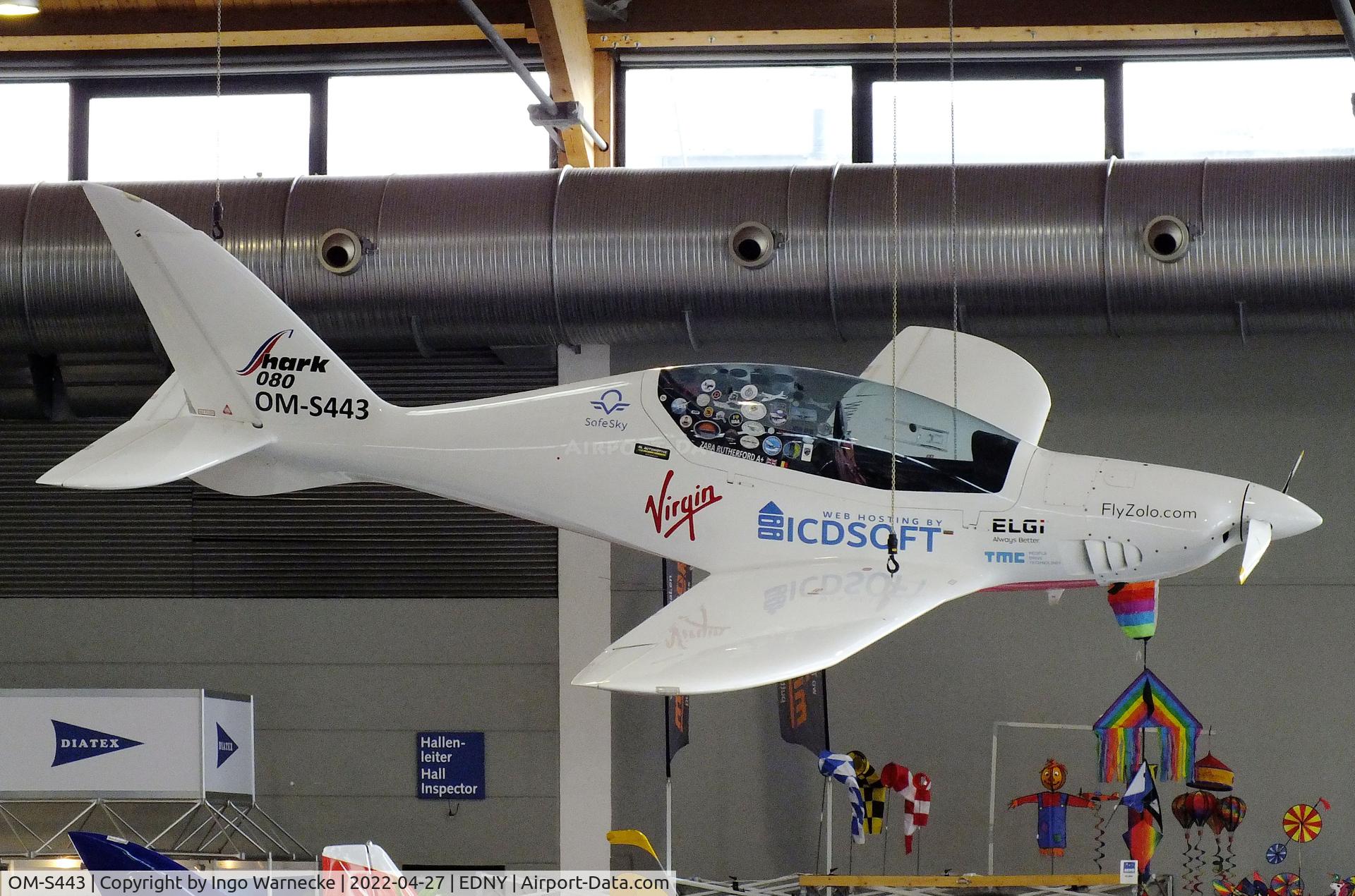 OM-S443, 2021 Shark Aero Shark UL C/N 080, Shark Aero Shark UL, in which Zara Rutherford circumnavigated the world from 18th August 2021 to 19th January 2022, at the AERO 2022, Friedrichshafen