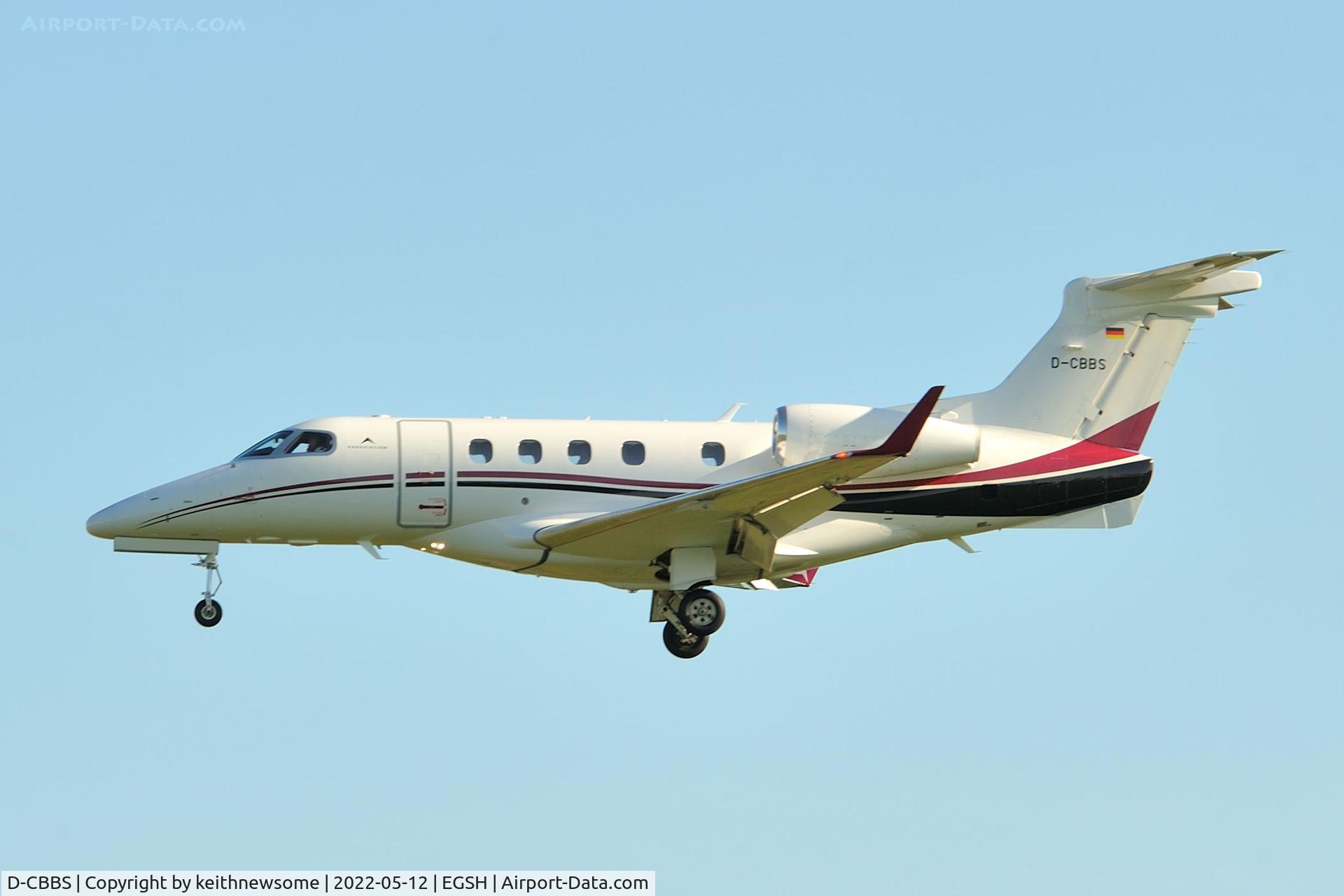 D-CBBS, 2016 Embraer EMB-505 Phenom 300 C/N 50500343, Arriving at Norwich from Nice, France.