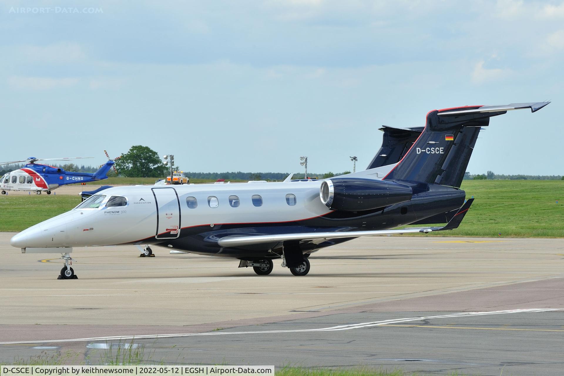 D-CSCE, 2017 Embraer EMB-550 Phenom 300 C/N 50500424, Arrived at Norwich from Doncaster.