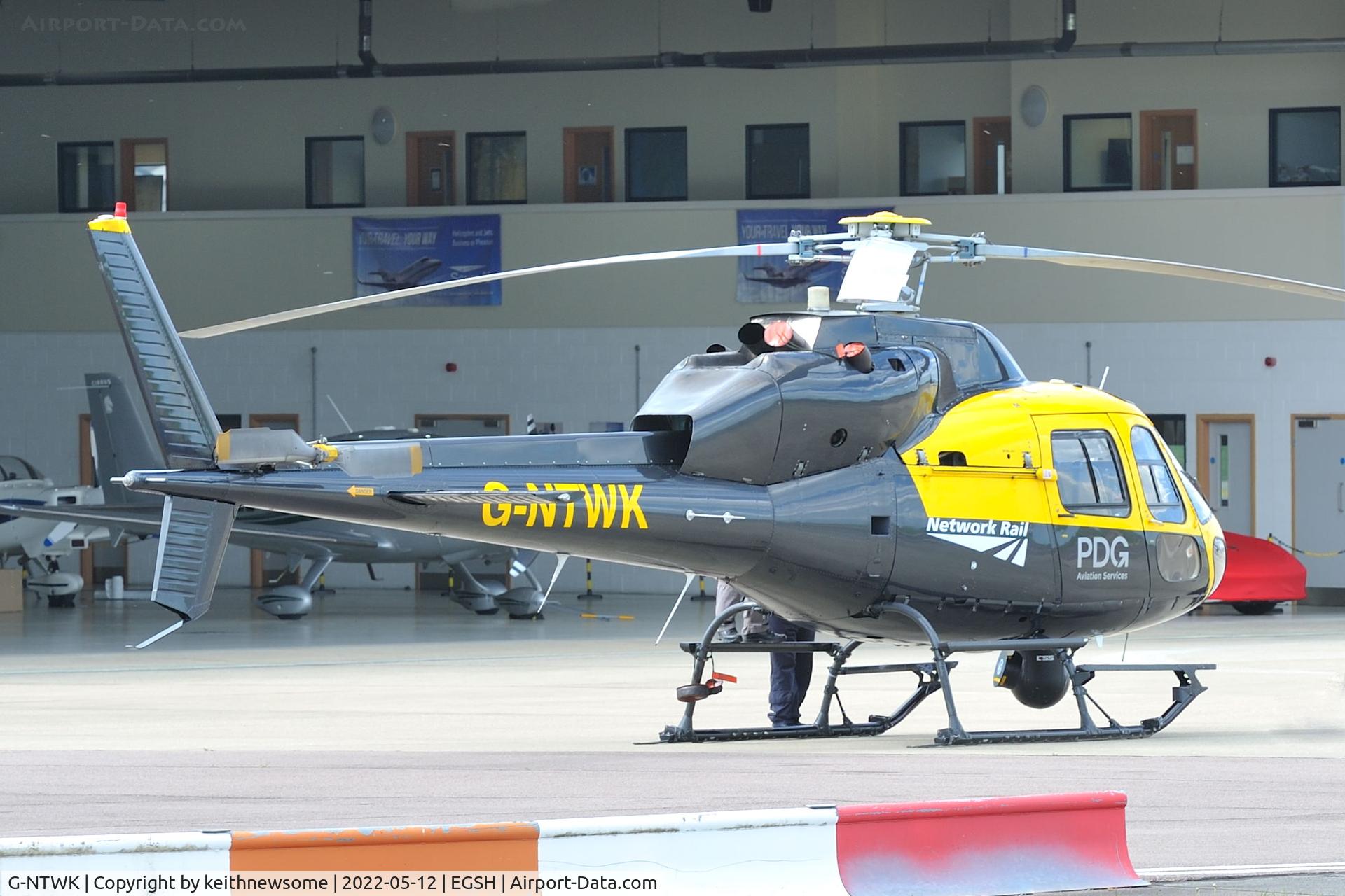 G-NTWK, 1986 Aerospatiale AS-355F-1 Twin Squirrel C/N 5347, Parked at Norwich.