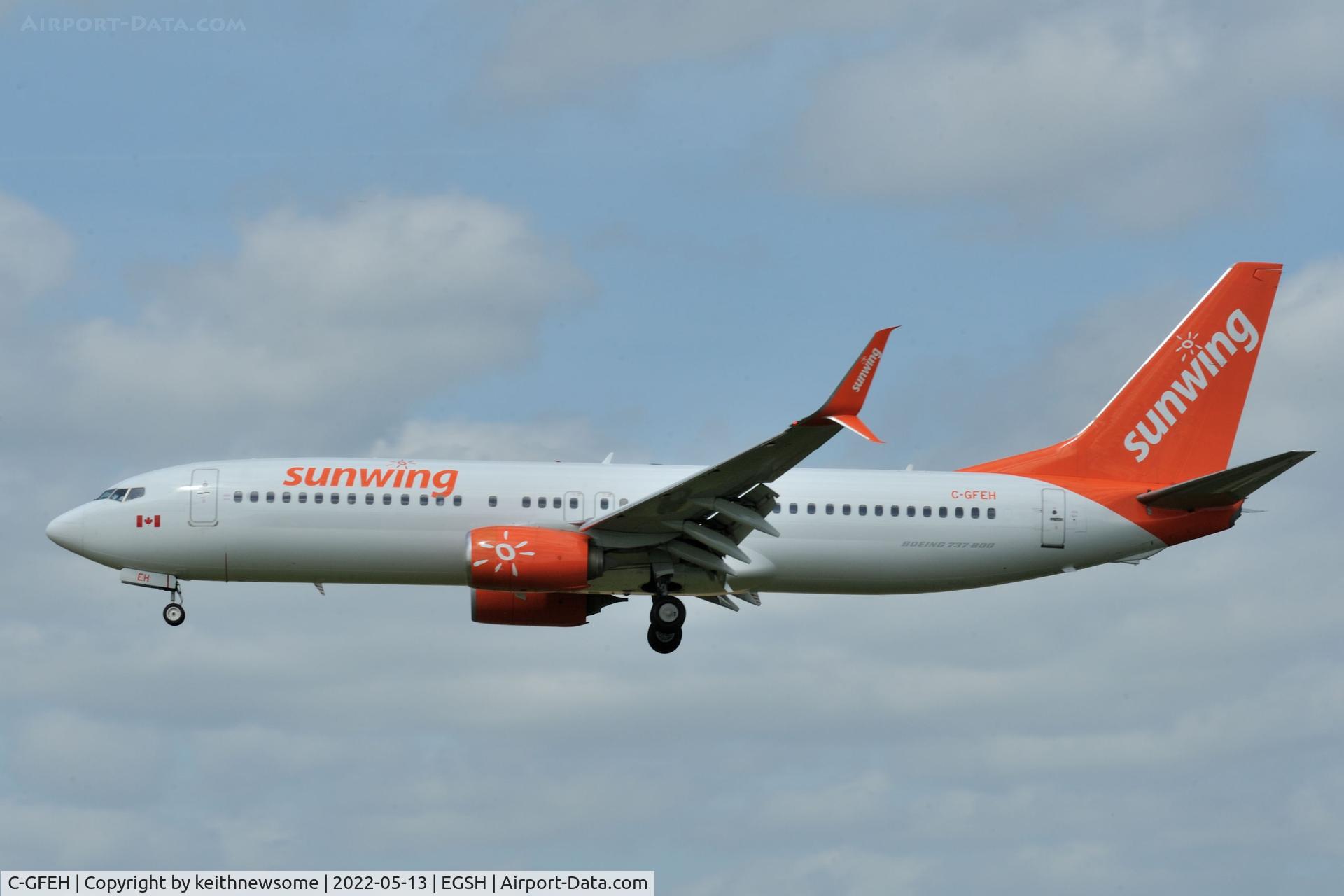 C-GFEH, 2015 Boeing 737-8GS C/N 41608, Returning to Norwich from Corfu.