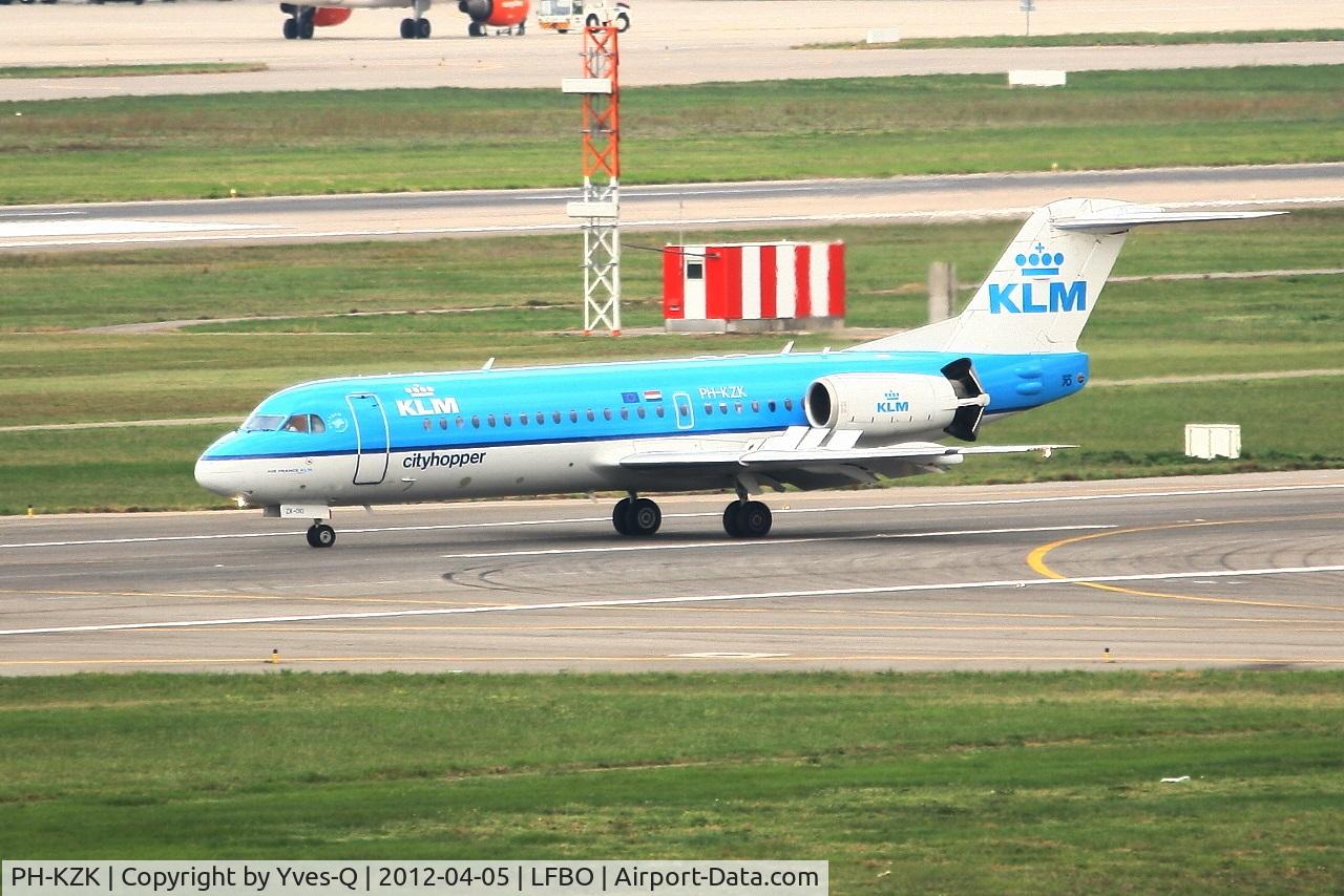 PH-KZK, 1997 Fokker 70 (F-28-0070) C/N 11581, Fokker 70 - reverse thrust landing rwy 32L, Toulouse Blagnac Airport (LFBO-TLS)