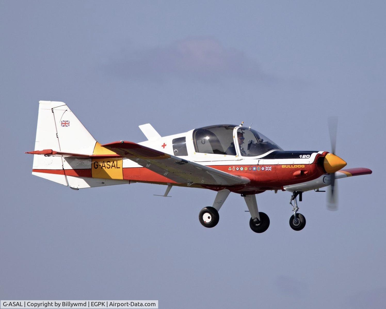 G-ASAL, 1973 Scottish Aviation Bulldog Series 120 Model 124 C/N BH120/239, Aircraft livery as it was 50 years ago for Scottish Aviation demonstrator