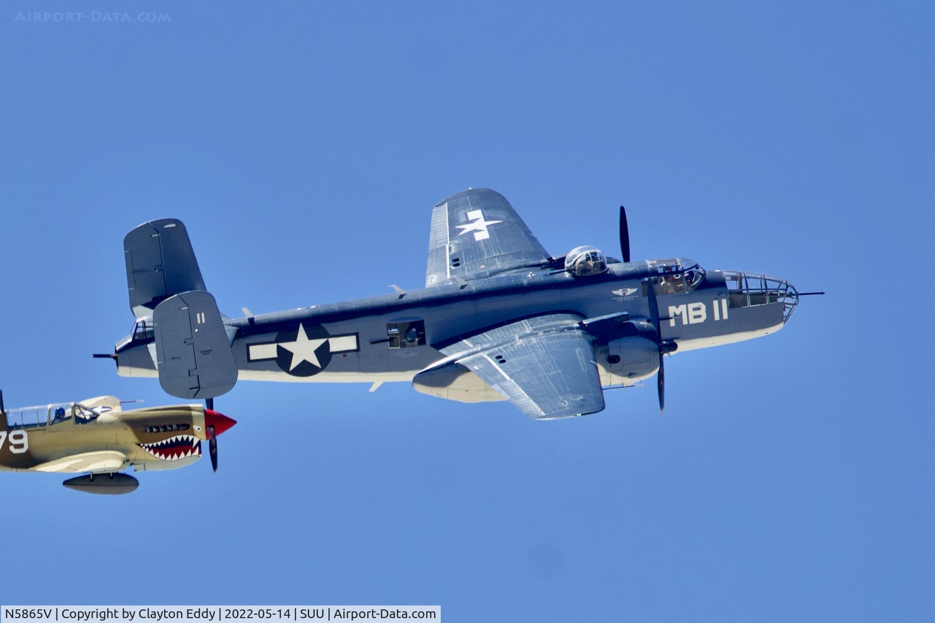 N5865V, 1945 North American B-25J Mitchell Mitchell C/N 108-34263, travis AFB airshow 2022.