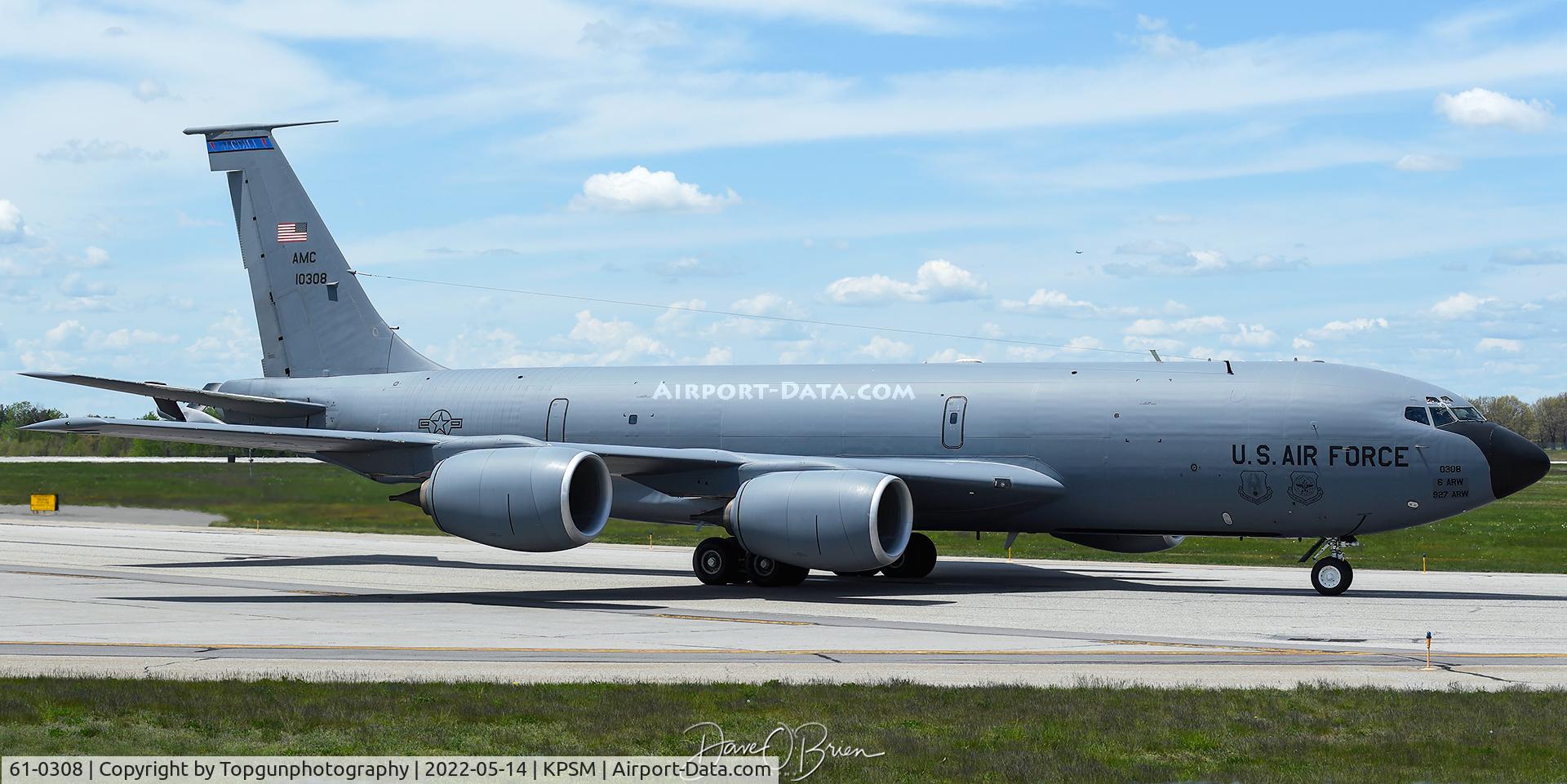 61-0308, 1961 Boeing KC-135R Stratotanker C/N 18215, BLUE41 coming in from overseas