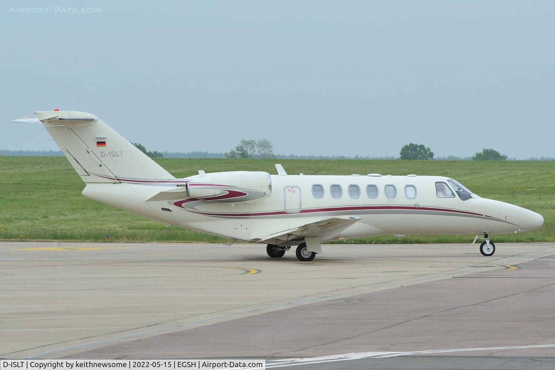 D-ISLT, 2008 Cessna 525A Citation CJ 2+ C/N 525A-0427, Leaving Norwich for Leon, Spain.