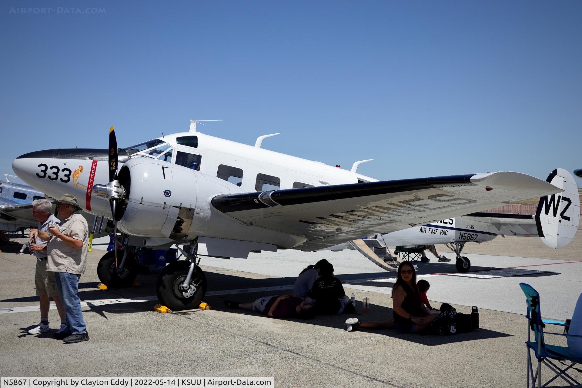 N5867, 1957 Beech E18S C/N BA-333, Travis AFB airport 2022.