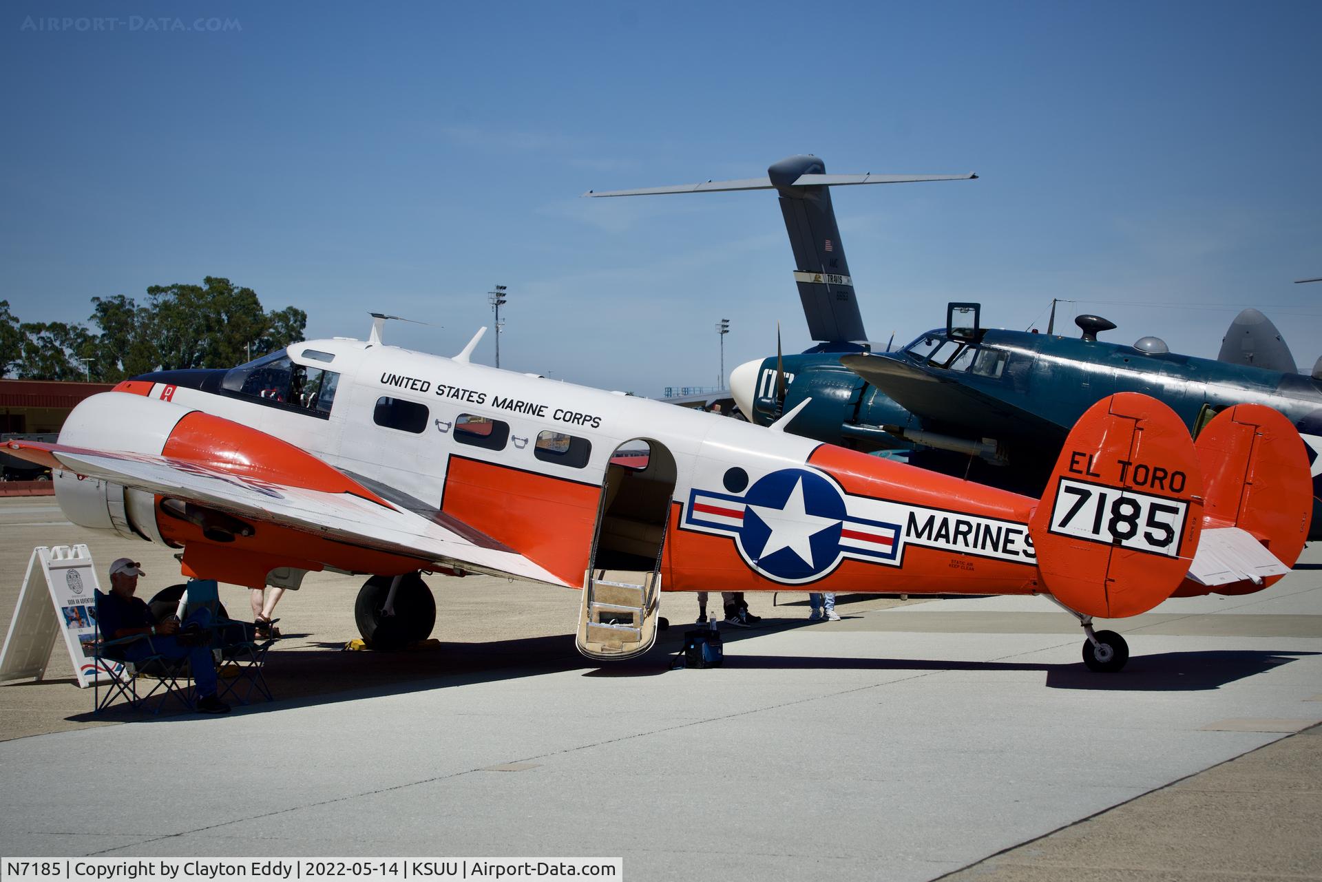 N7185, 1952 Beech Expeditor 3NM (D18S) C/N CA-104, Travis AFB airshow 2022.
