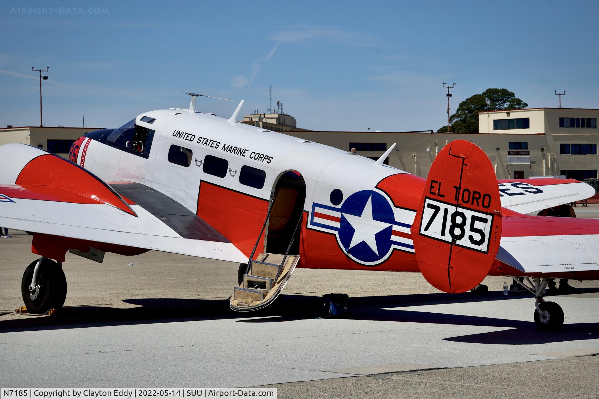 N7185, 1952 Beech Expeditor 3NM (D18S) C/N CA-104, Travis AFB airshow 2022.