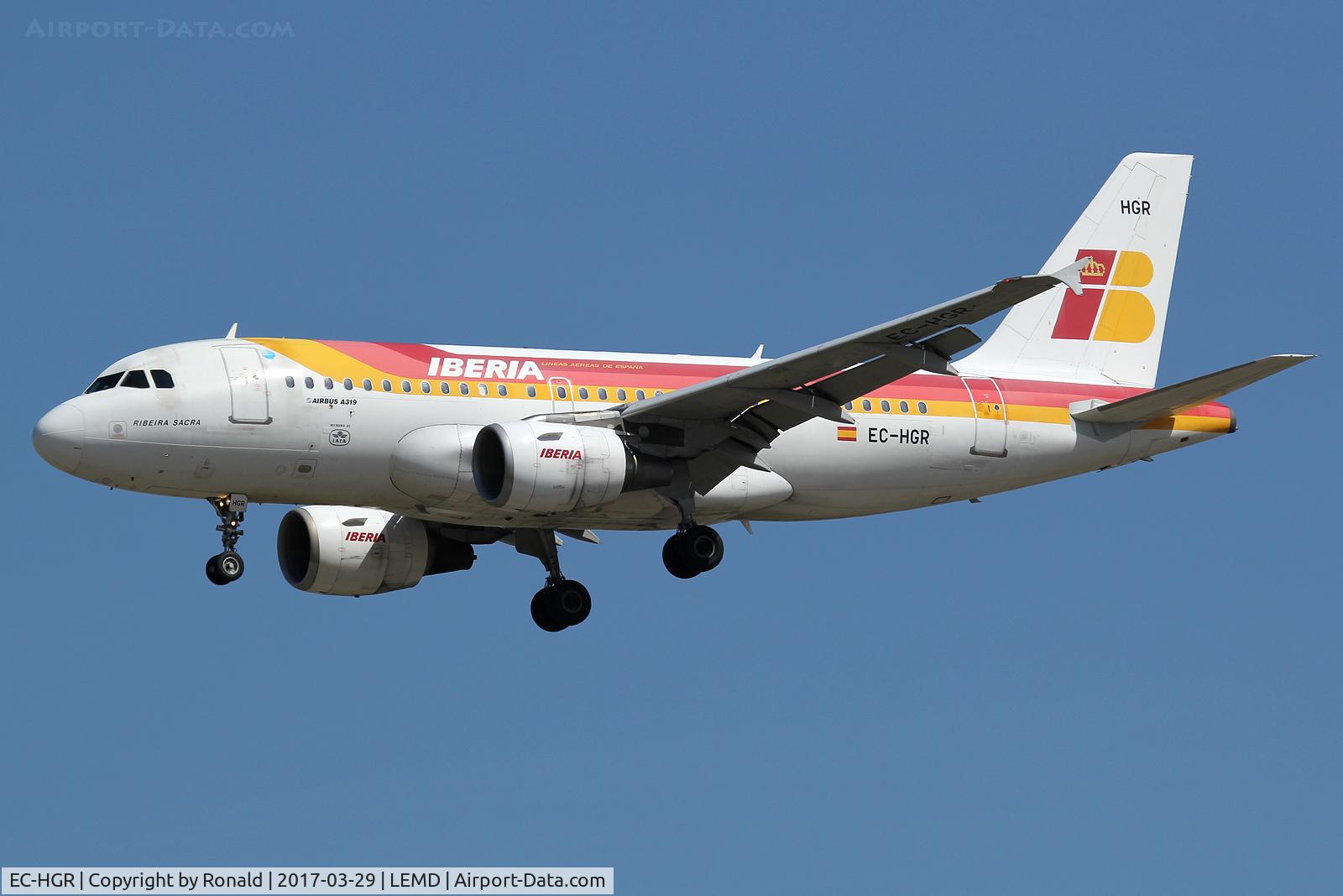 EC-HGR, 1999 Airbus A319-111 C/N 1154, at mad