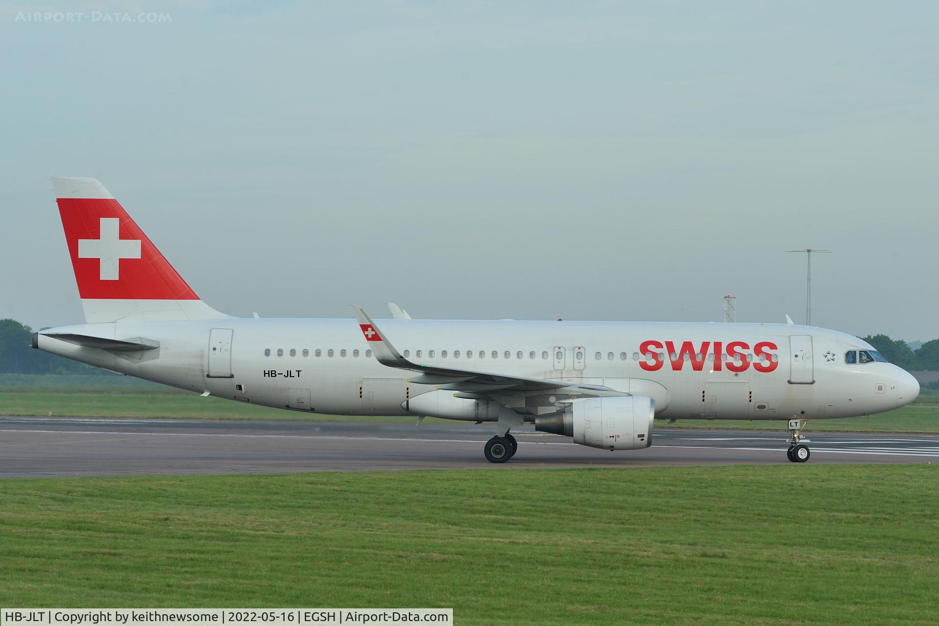 HB-JLT, 2013 Airbus A320-214 C/N 5518, Arriving at Norwich from Zurich for paintwork.