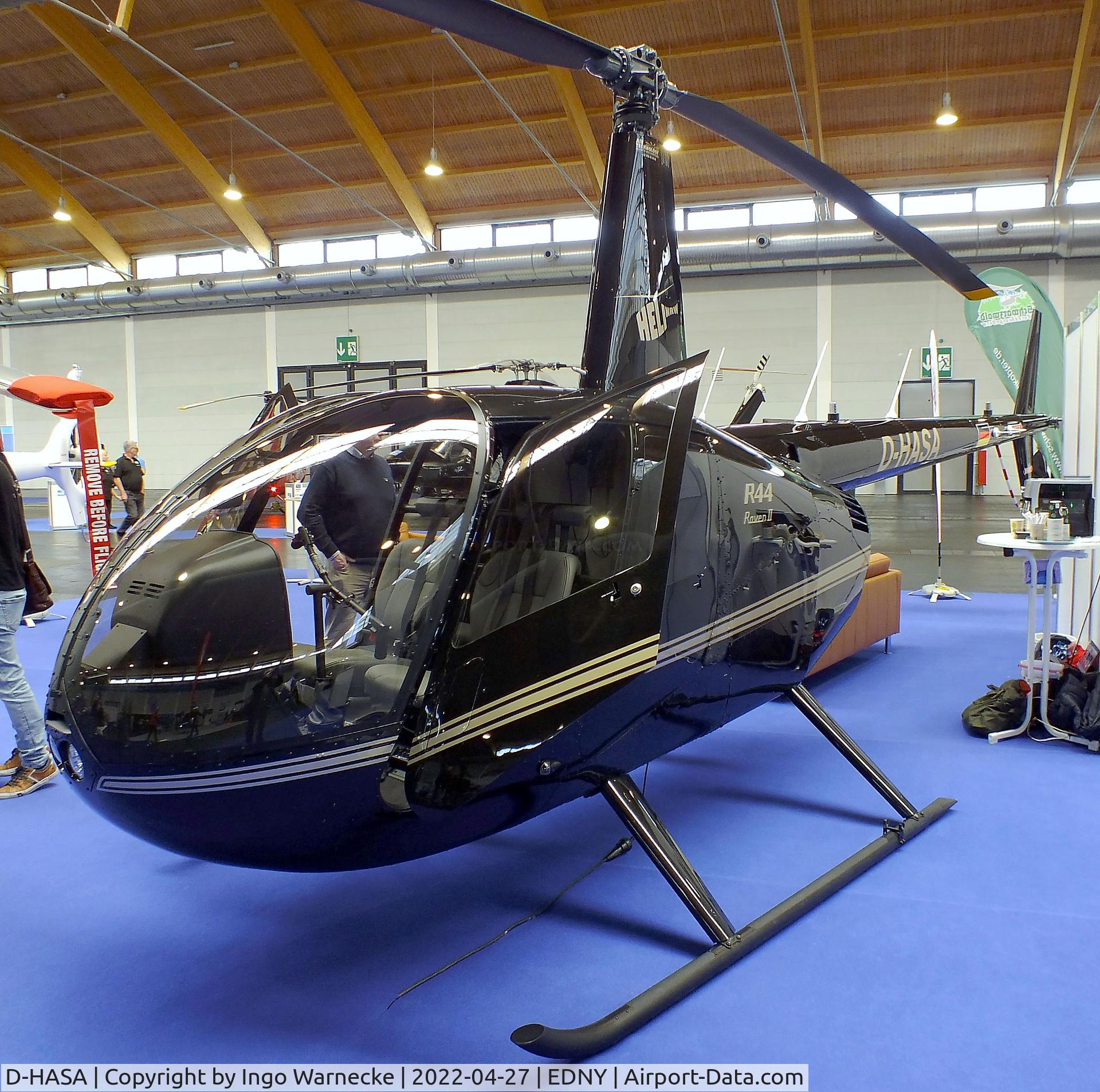 D-HASA, Robinson R44 Raven II C/N 14450, Robinson R44 Raven II of Heli NRW at the AERO 2022, Friedrichshafen