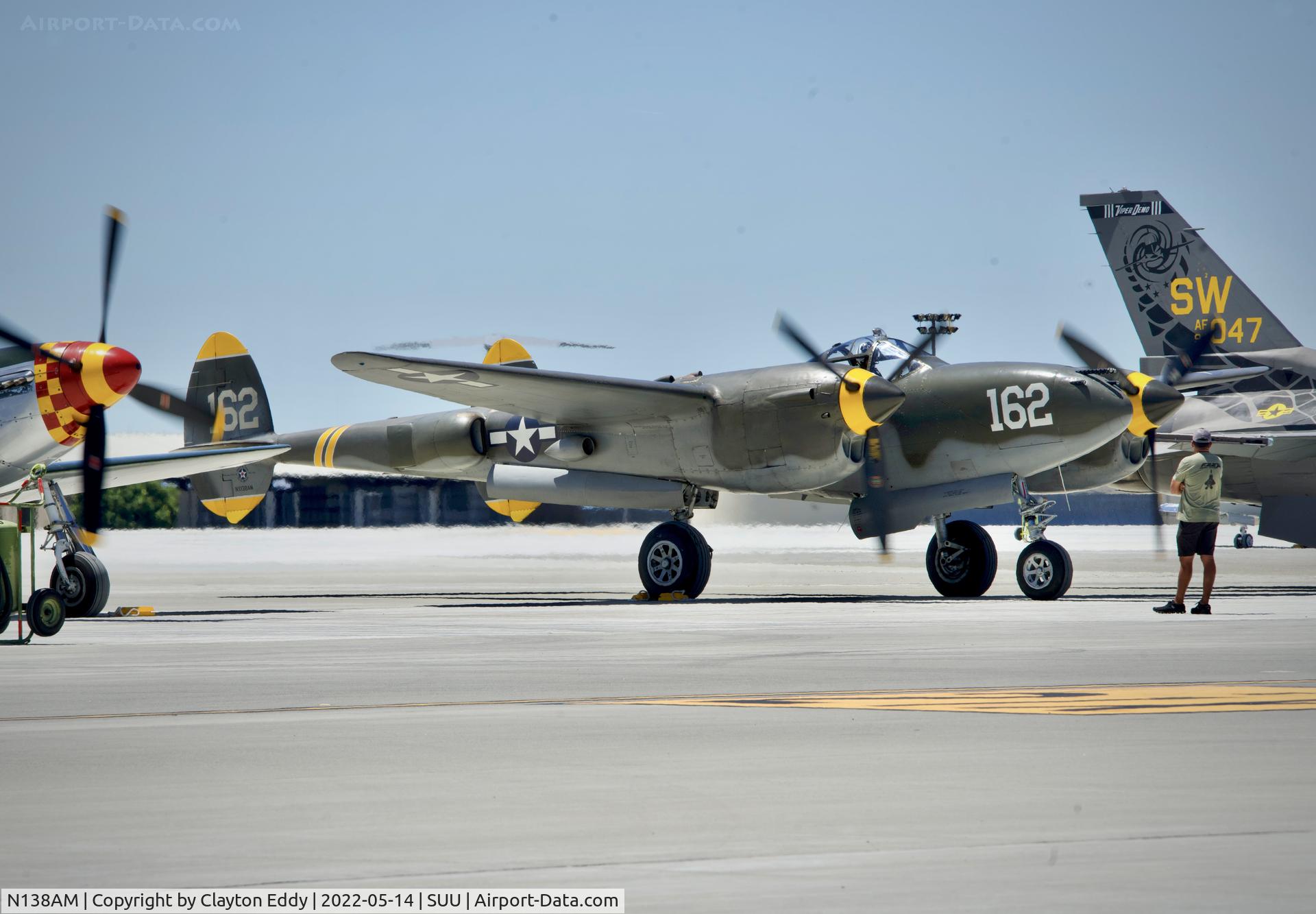 N138AM, 1943 Lockheed P-38J Lightning C/N 44-23314, Travis AFB airshow 2022.