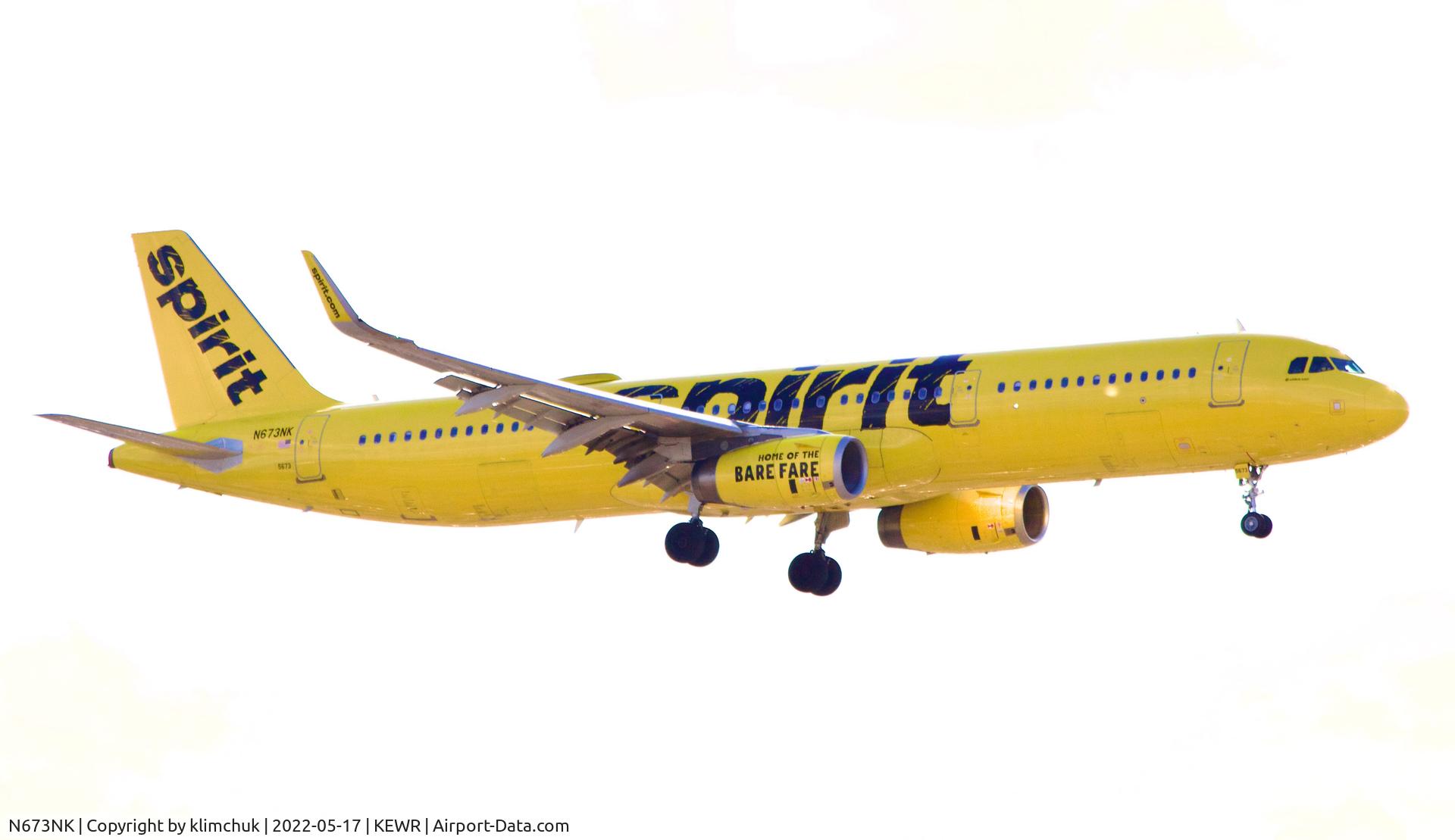 N673NK, 2017 Airbus A321-231SL C/N 7395, Landing in Newark