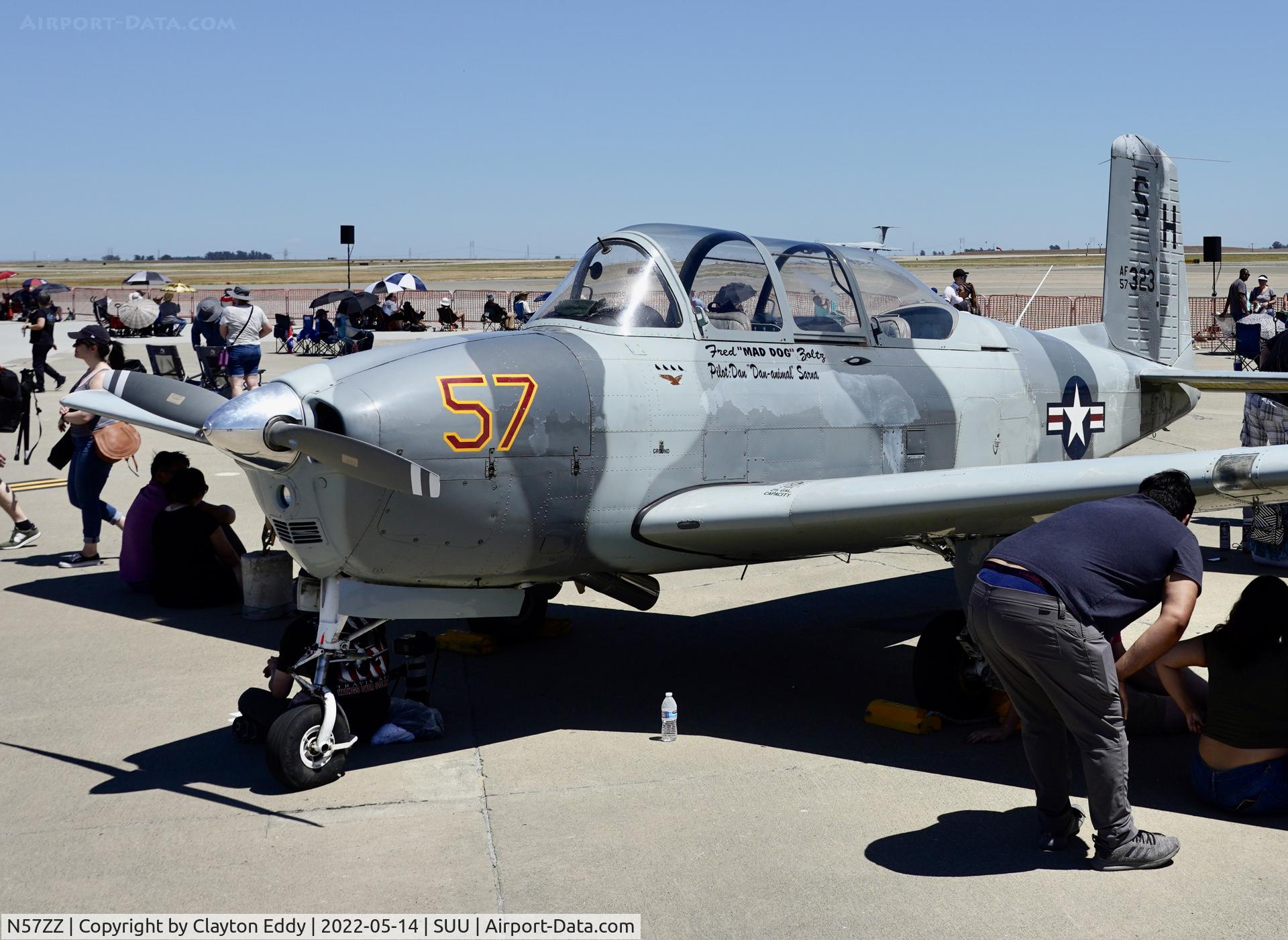 N57ZZ, 1957 Beech D-45 Mentor C/N BG-323, Travis AFB airshow 2022.