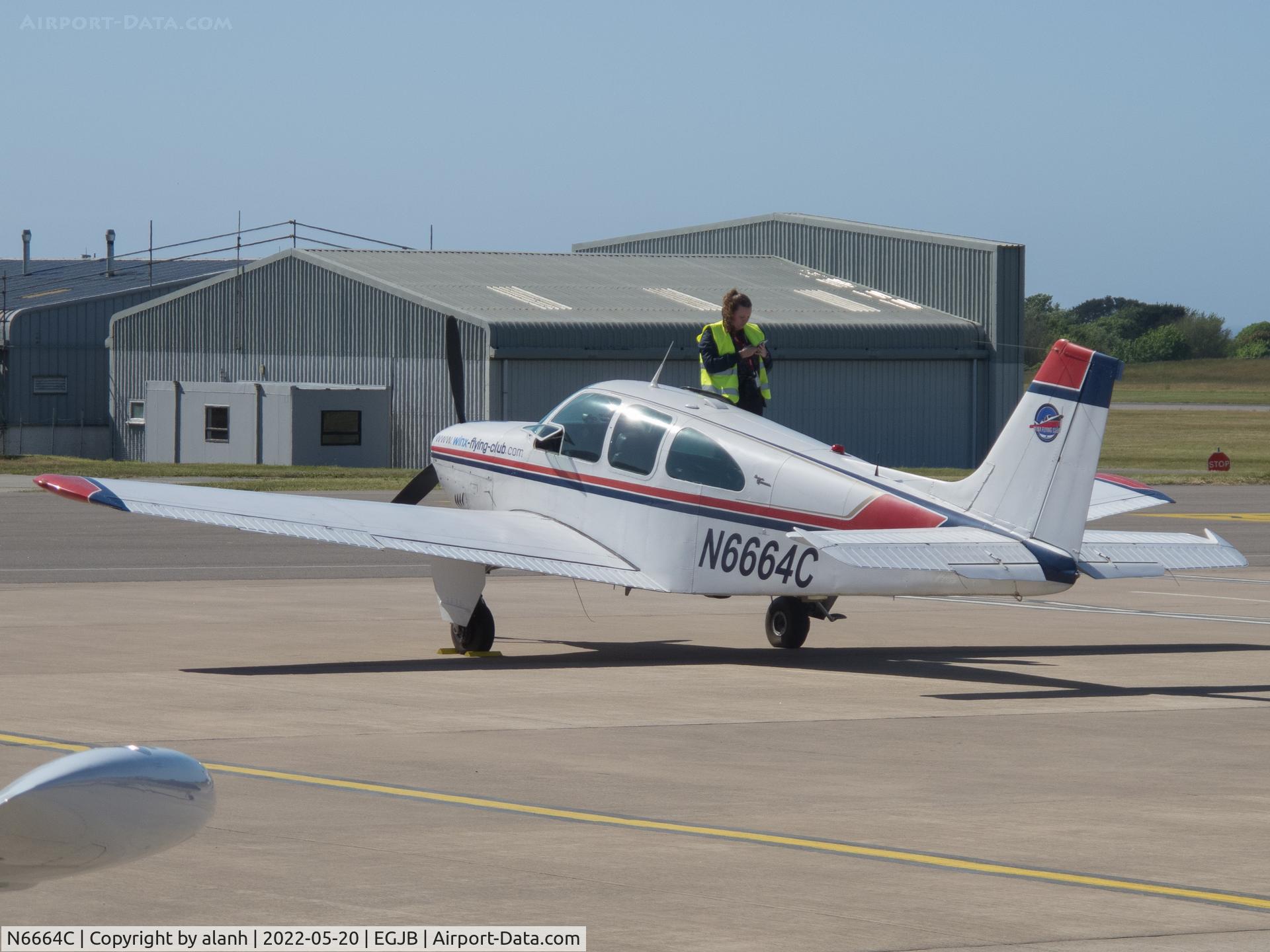N6664C, 1972 Beech 35-C33 Debonair Debonair C/N CD-890, Parked in Guernsey after arrival from Jersey