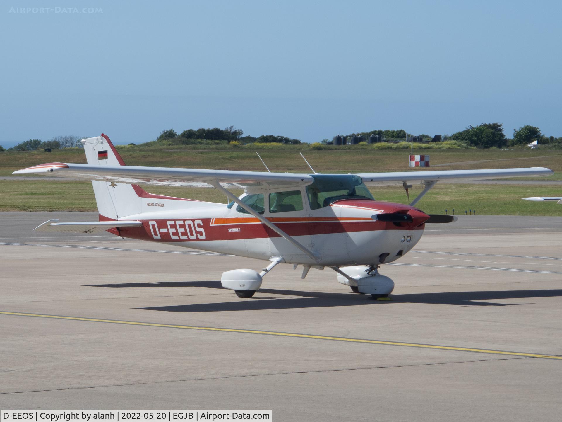 D-EEOS, 1981 Reims F172P Skyhawk II C/N F17202078, Parked in Guernsey after arrival from Jersey