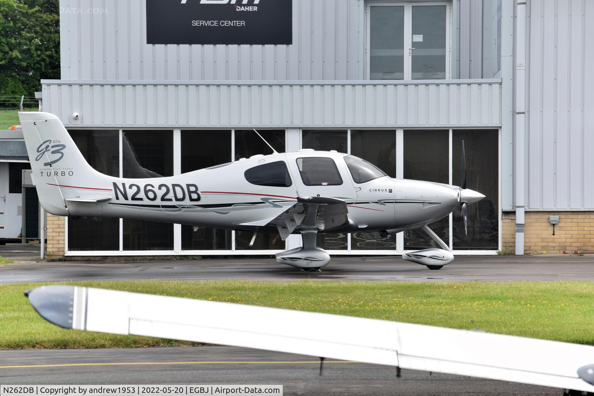 N262DB, 2008 Cirrus SR22 G3 GTS Turbo C/N 2915, N262DB at Gloucestershire Airport.