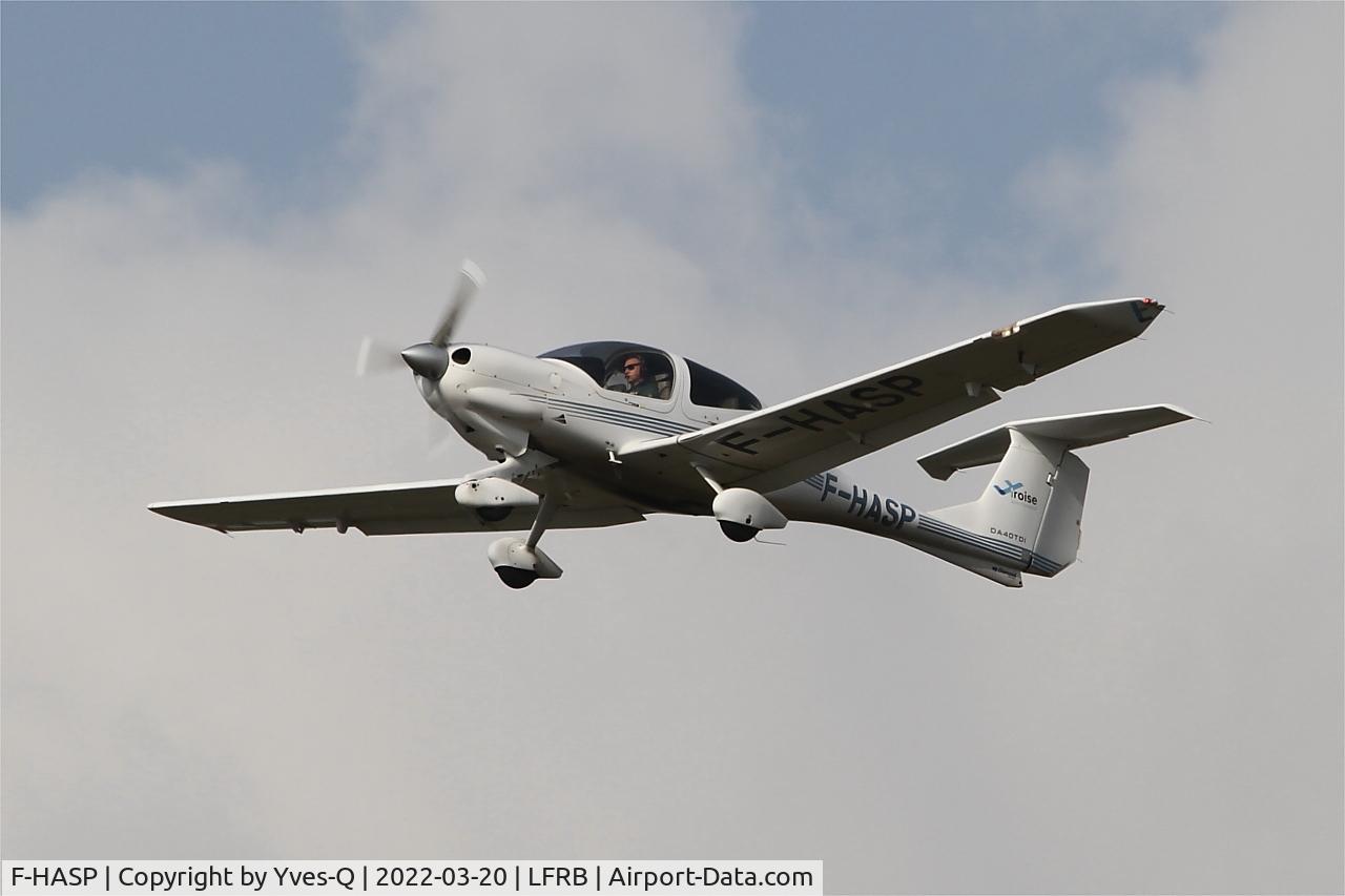 F-HASP, 2007 Diamond DA-40 Diamond Star C/N 40.281, Diamond DA-40 Diamond Star, Take off rwy 25L, Brest-Bretagne airport (LFRB-BES)