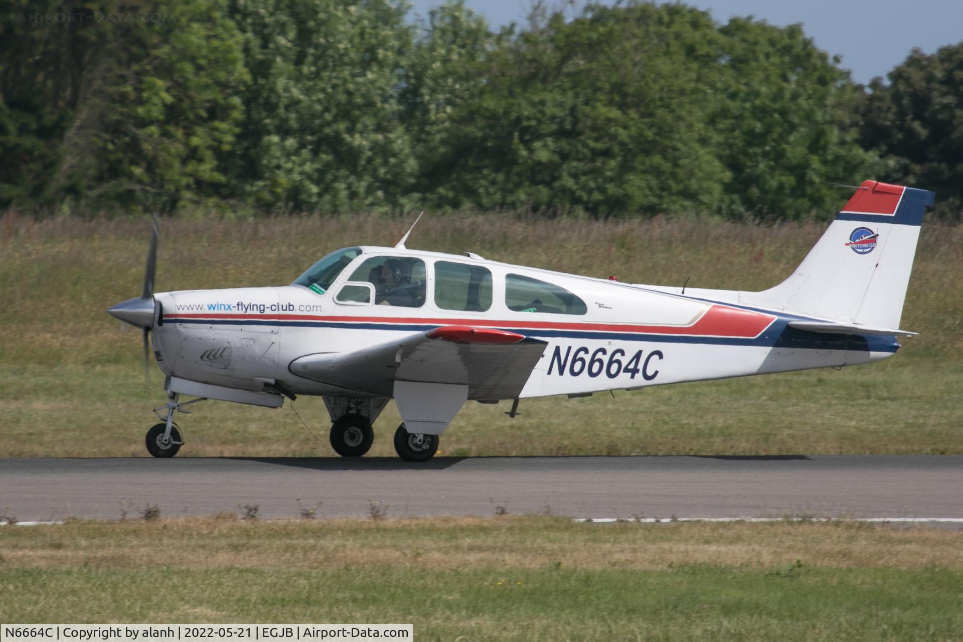 N6664C, 1972 Beech 35-C33 Debonair Debonair C/N CD-890, Departing Guernsey from 27 for Alderney