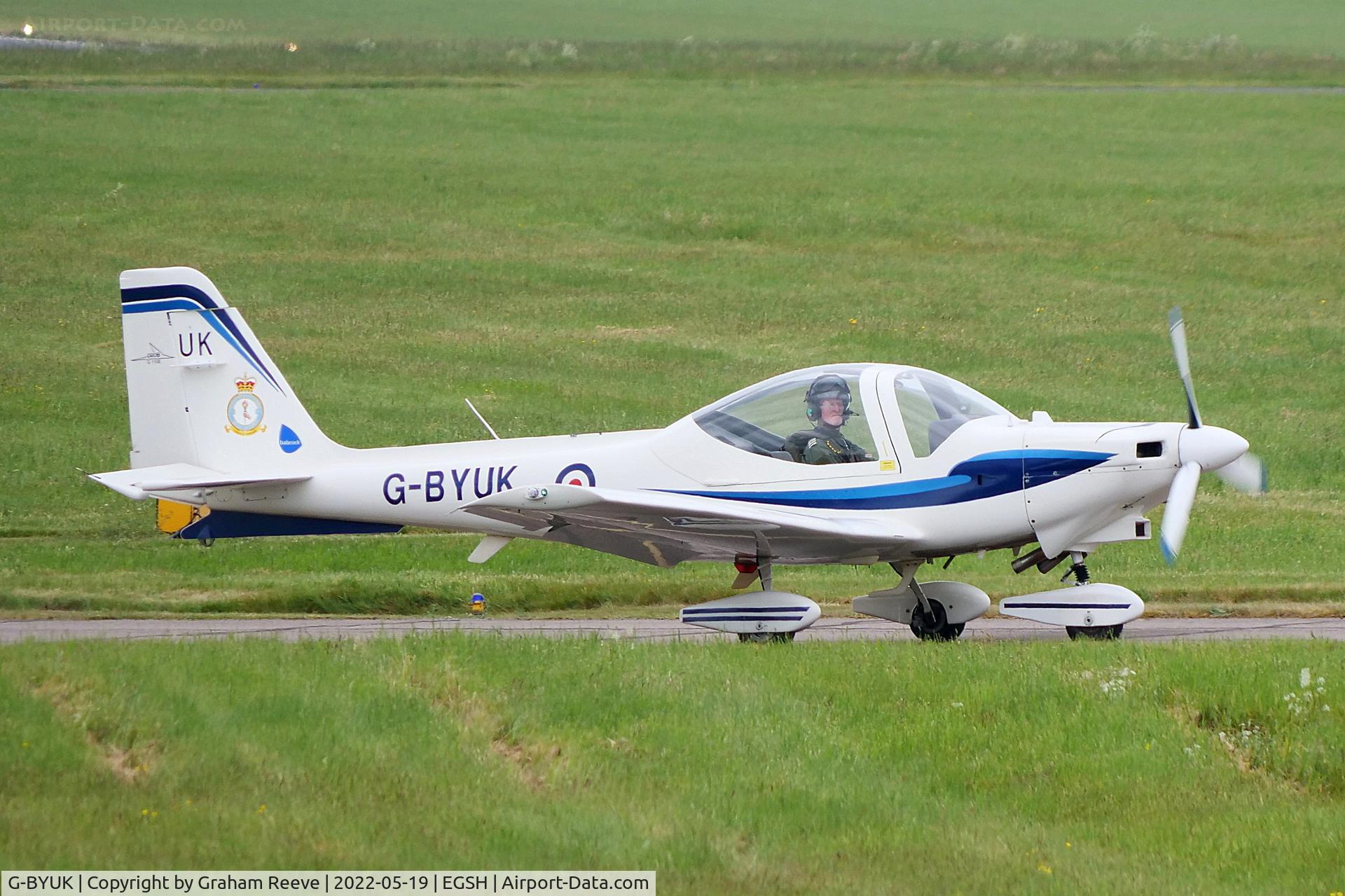 G-BYUK, 1999 Grob G-115E Tutor T1 C/N 82096/E, Departing from Norwich.