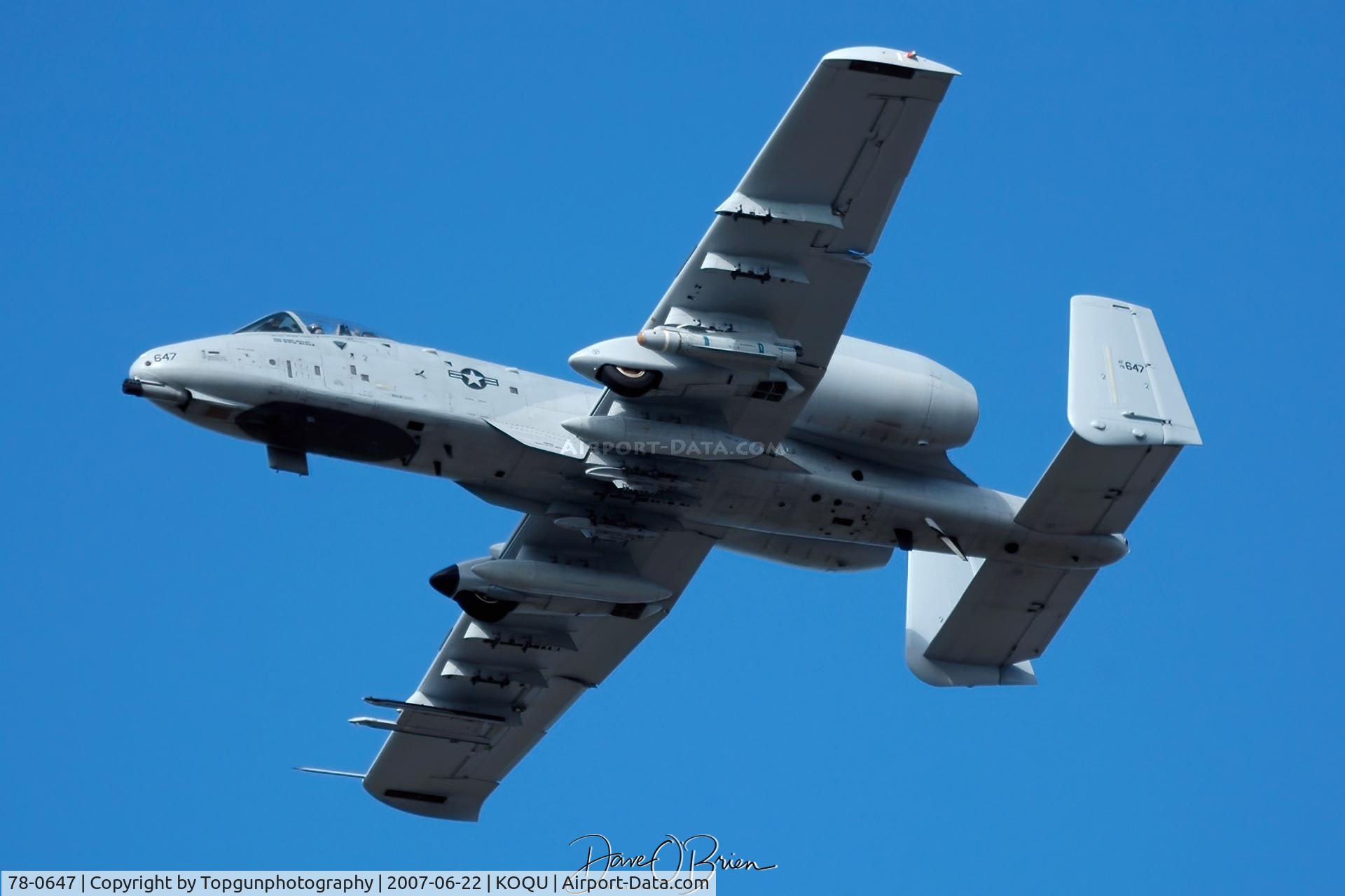 78-0647, 1978 Fairchild Republic A-10C Thunderbolt II C/N A10-0267, A-10 in the overhead, removed of the 104th markings getting ready for their conversion to F-15's