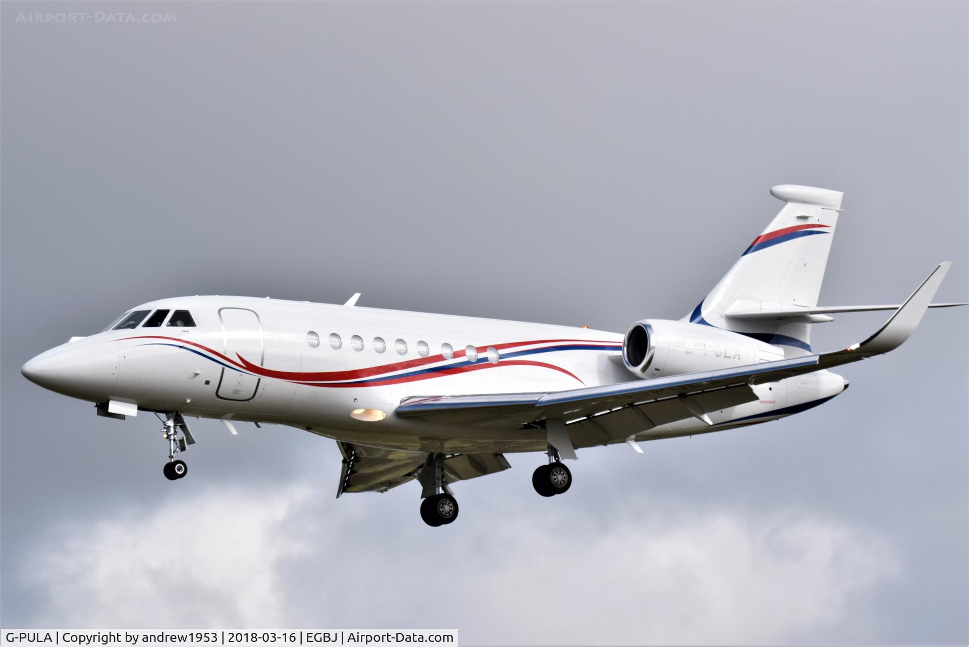 G-PULA, 2014 Dassault Falcon 2000LXS C/N 269, G-PULA at Gloucestershire Airport.