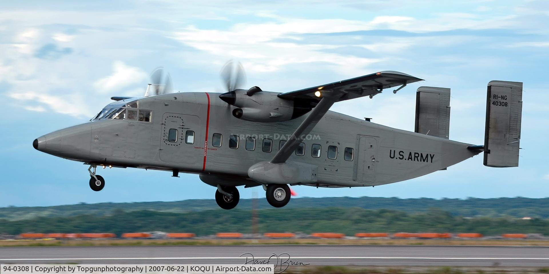 94-0308, 1994 Short C-23C Sherpa C/N SH3422, Sherpa taking off with jump team