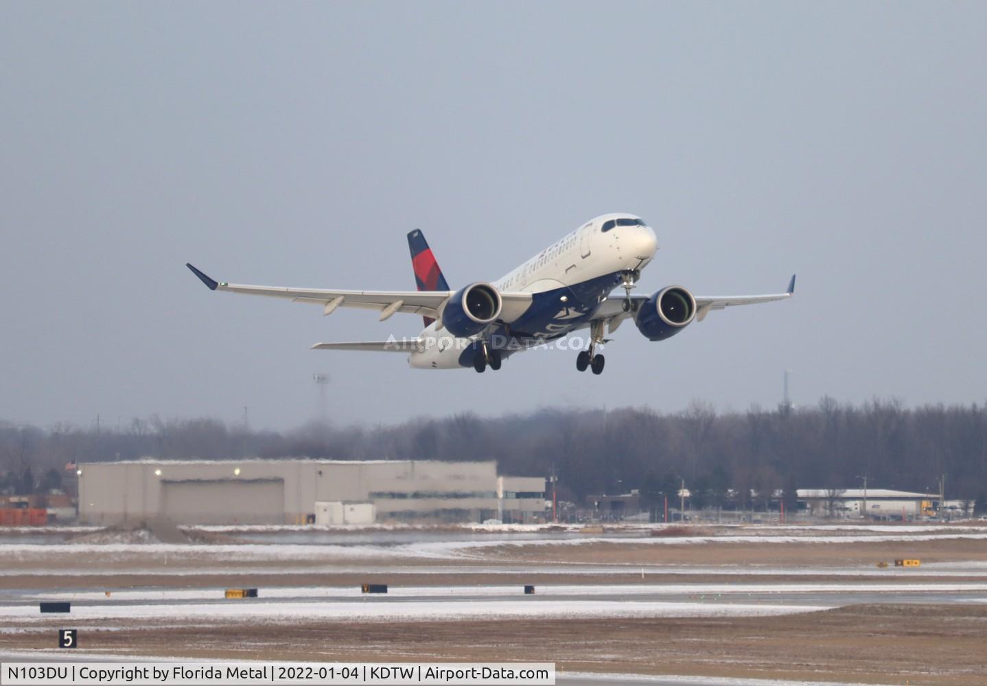N103DU, 2018 Airbus A220-100 C/N 50022, DTW 2022