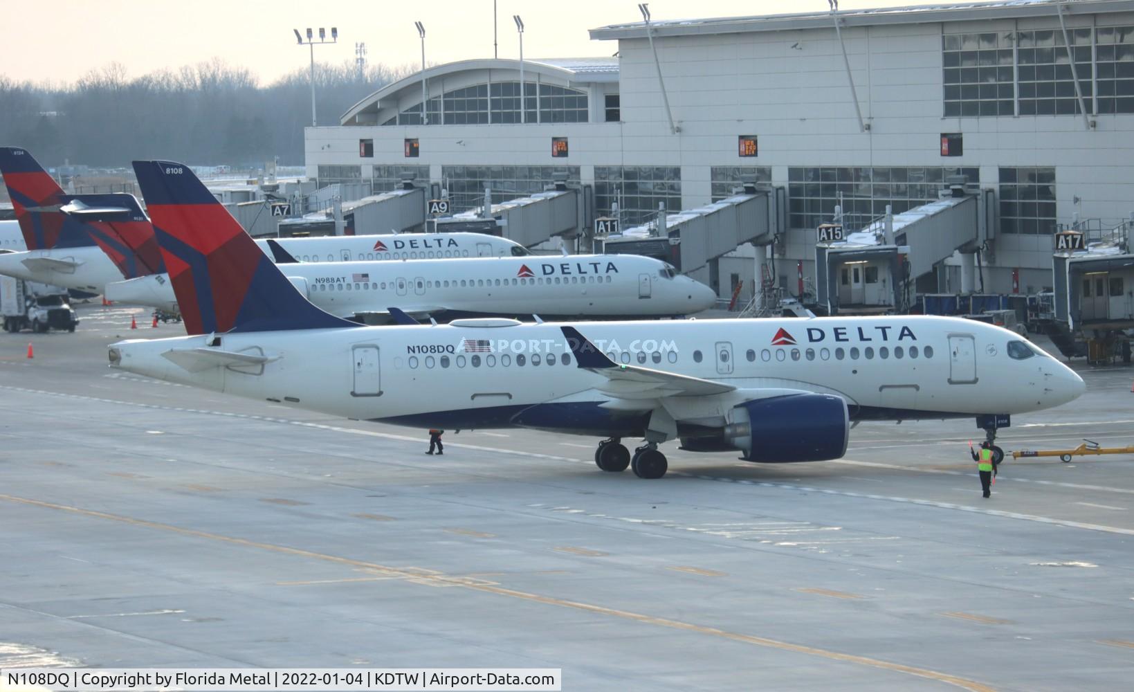 N108DQ, 2019 Airbus A220-100 C/N 50027, DTW 2022
