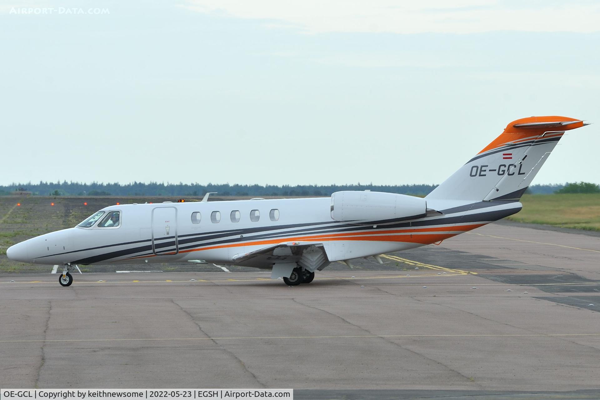 OE-GCL, Cessna 525 Citation Jet CJ4 C/N 525C - 0327, Arriving at Norwich from Verona, Italy.