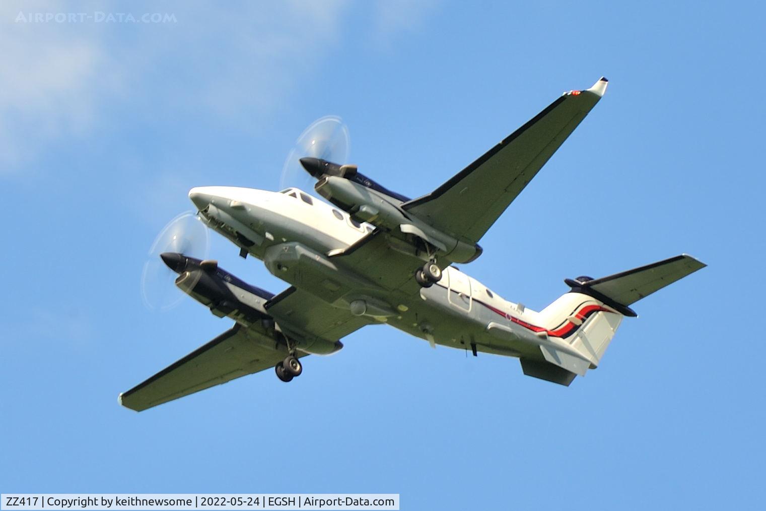 ZZ417, 2007 Hawker Beechcraft Shadow R1 (350CER) C/N FM-16, Performing one 'low pass'.