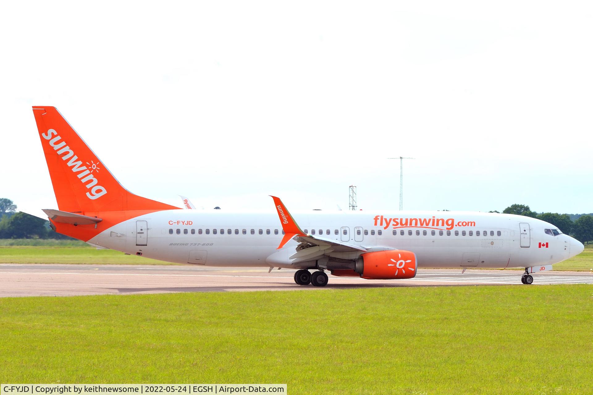 C-FYJD, 2015 Boeing 737-8Q8 C/N 41807, Leaving Norwich for Heraklion, Crete.