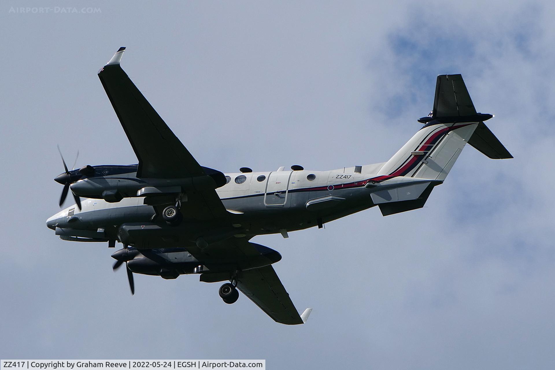 ZZ417, 2007 Hawker Beechcraft Shadow R1 (350CER) C/N FM-16, Departing from Norwich.