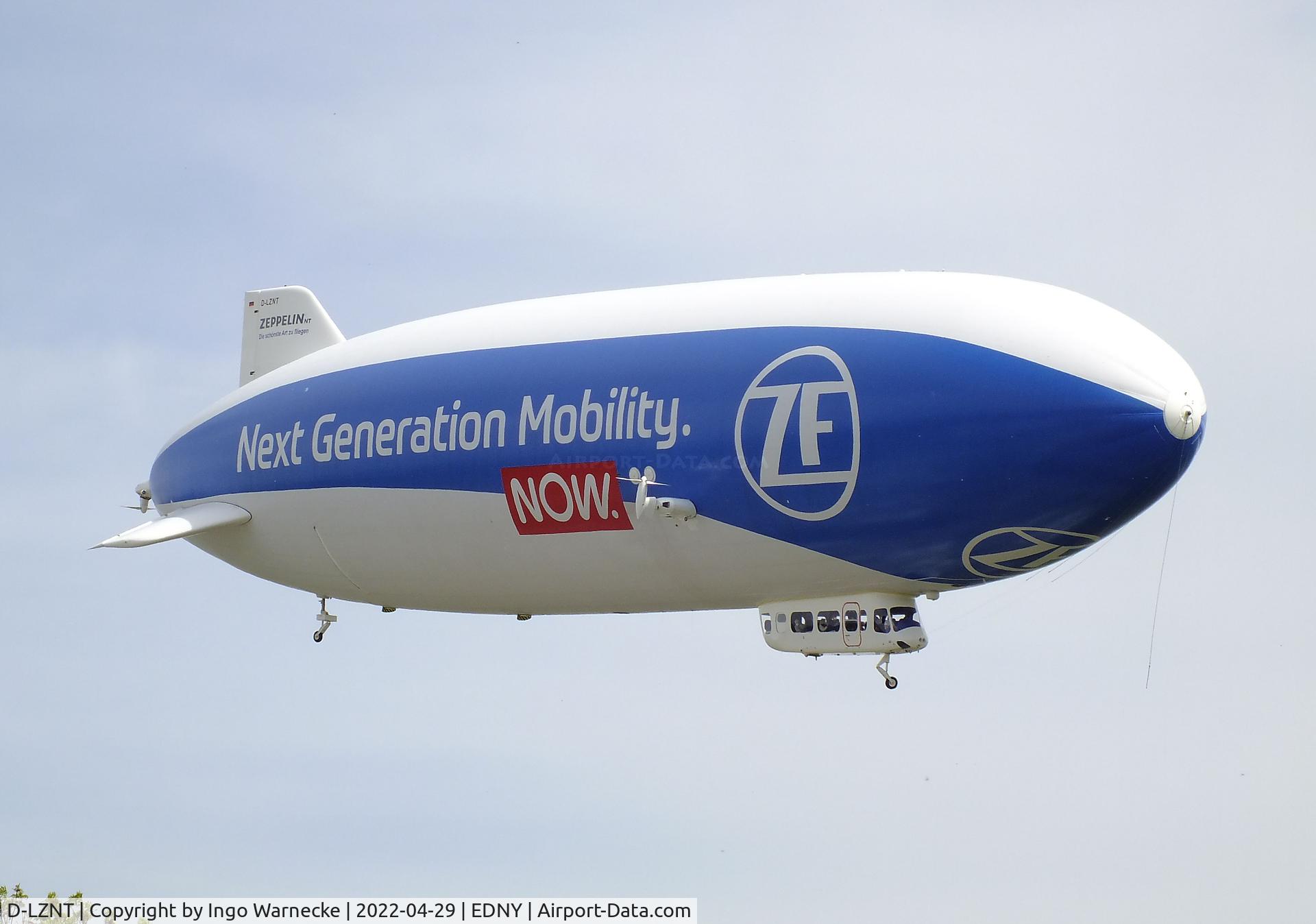 D-LZNT, 2007 Zeppelin LZ N07 C/N 4, Zeppelin NT - Deutsche Zeppelin Reederei coming in to land at Friedrichshafen airport during the AERO 2022