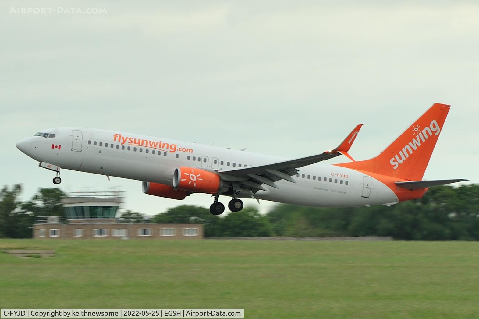 C-FYJD, 2015 Boeing 737-8Q8 C/N 41807, Leaving Norwich for Rhodes.