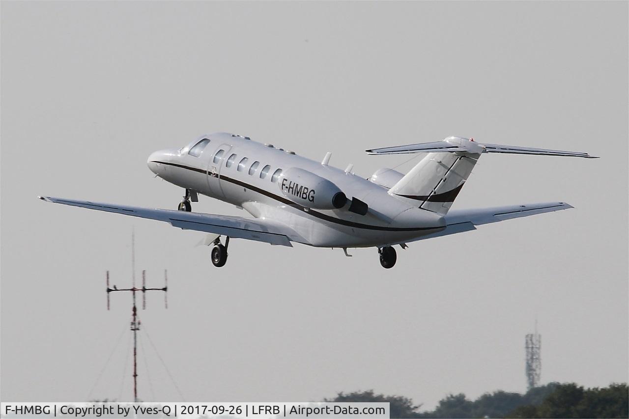F-HMBG, 2003 Cessna 525A CitationJet CJ2 C/N 525A-0142, Cessna 525A CitationJet CJ2, Take off rwy 25L, Brest-Bretagne airport (LFRB-BES)