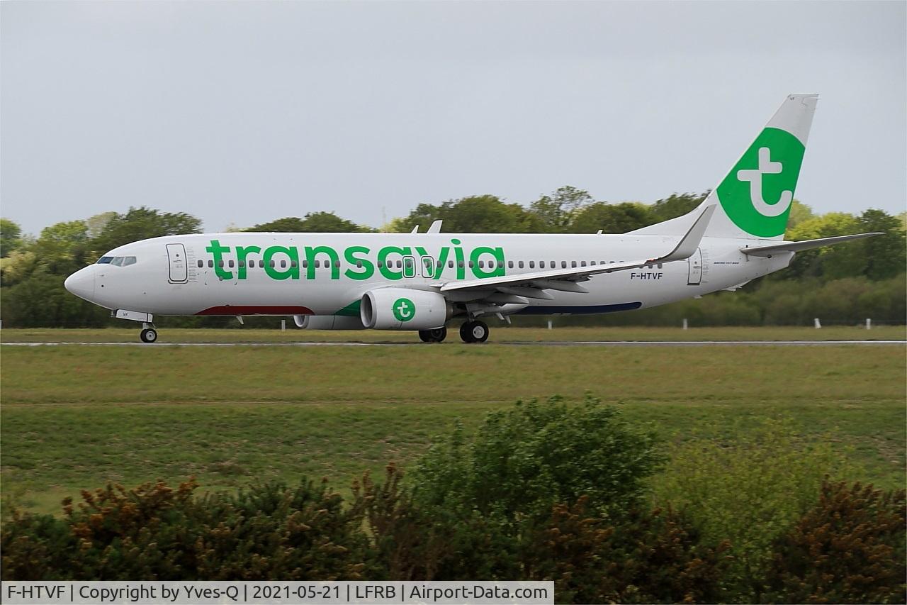 F-HTVF, 2017 Boeing 737-8K2 C/N 62160, Boeing 737-8K2, Take off run rwy 25L, Brest-Bretagne Airport (LFRB-BES)
