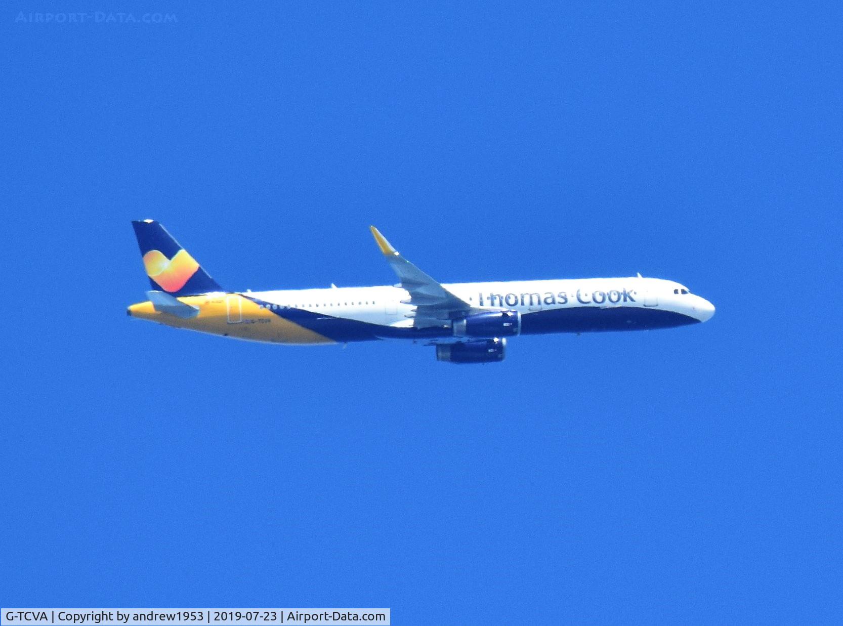 G-TCVA, 2013 Airbus A321-231 C/N 5582, G-TCVA over the Bristol Channel.