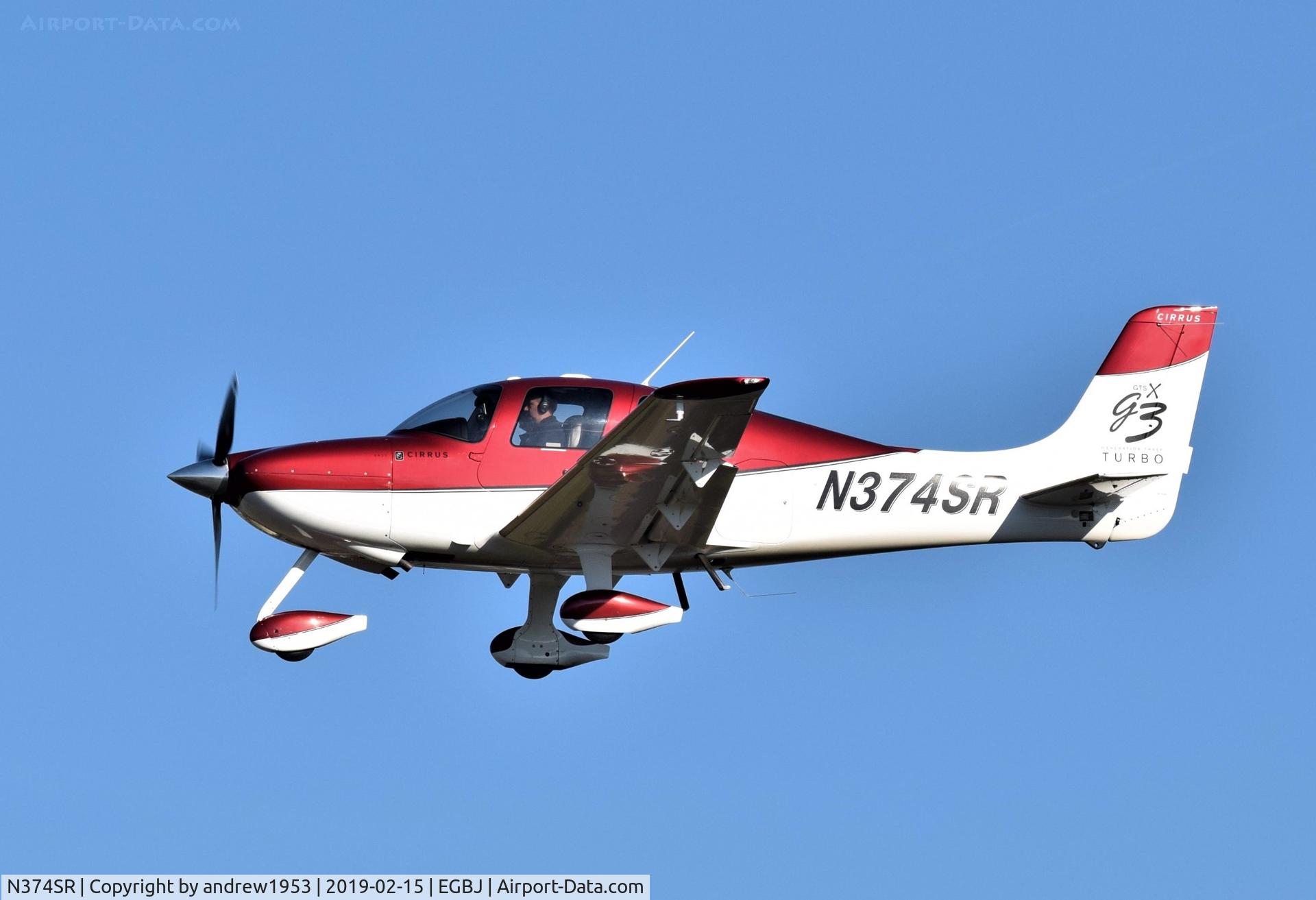 N374SR, 2007 Cirrus SR22 G3 GTSX Turbo C/N 2734, N374SR at Gloucestershire Airport.