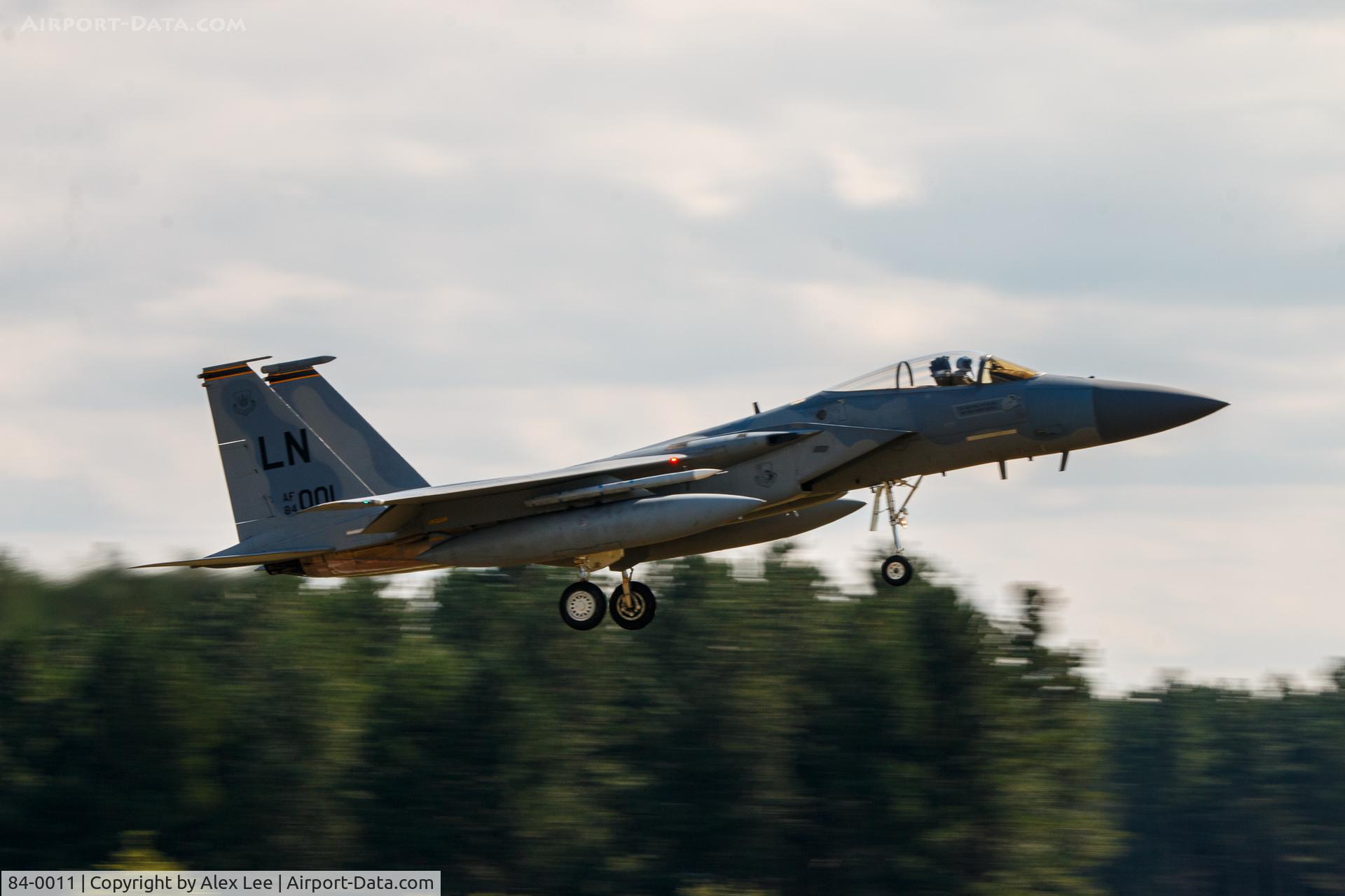84-0011, 1984 McDonnell Douglas F-15C Eagle C/N 0920/C314, Landing at Lakenheath