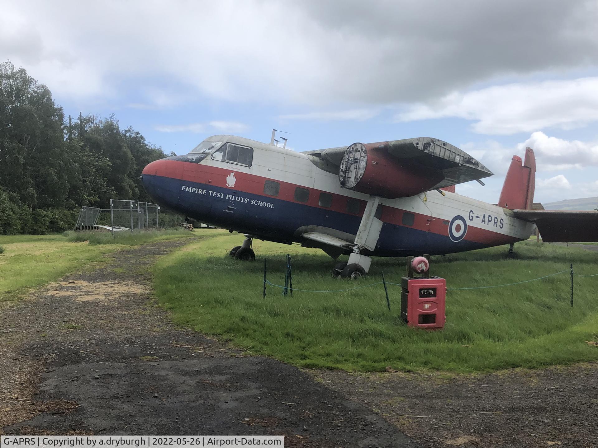 G-APRS, 1959 Scottish Aviation Twin Pioneer CC.2 C/N 561, engineless and wings off on as glamping site in Thornhill,Perthshire