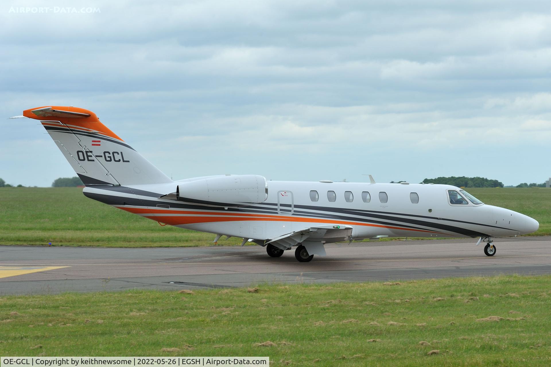 OE-GCL, Cessna 525 Citation Jet CJ4 C/N 525C - 0327, Leaving Norwich.