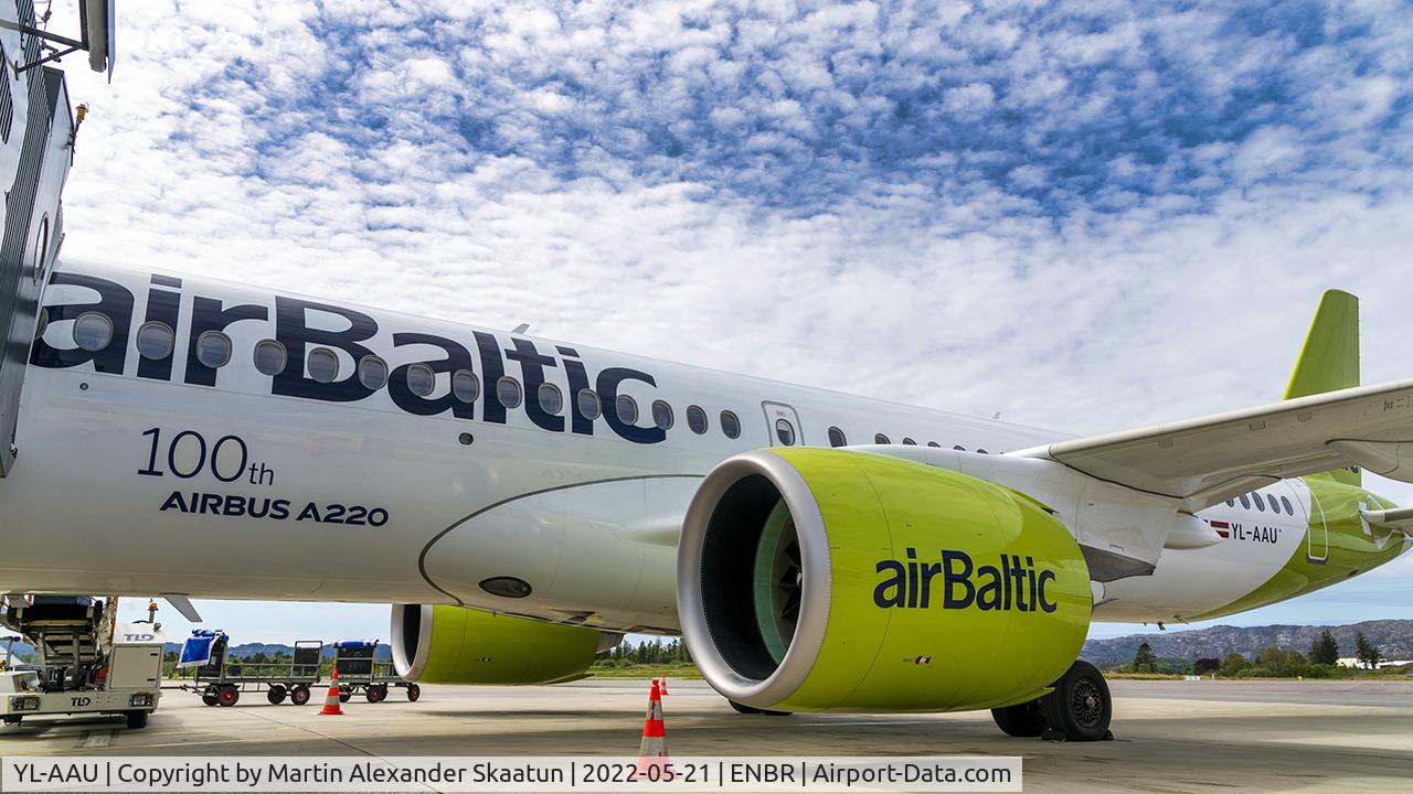 YL-AAU, 2019 Airbus A220-300 C/N 55064, Closeup of the 