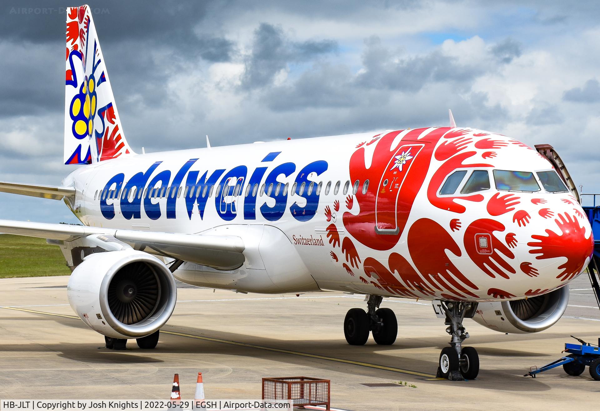 HB-JLT, 2013 Airbus A320-214 C/N 5518, On Stand After Respray Into New Special Scheme, With New Operator Edelweiss Air.