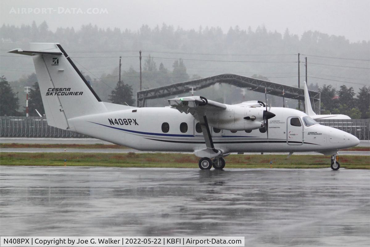 N408PX, 2020 Cessna 408 SkyCourier C/N 408-0002, Seen on a rather dreary day at BFI was the 2nd prototype SkyCourier. Aircraft was transiting BFI after demonstration/presentation flights in Alaska.