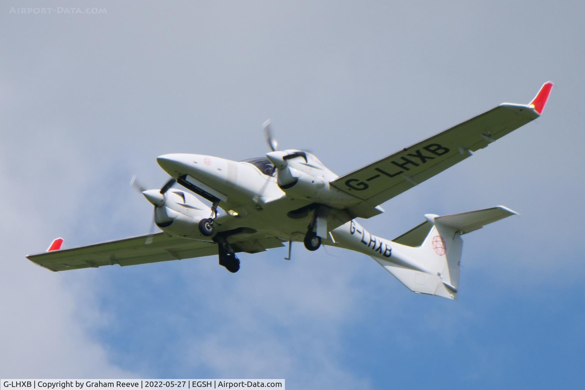 G-LHXB, 2019 Diamond DA-42 NG Twin Star C/N 42.N252, On approach to Norwich.