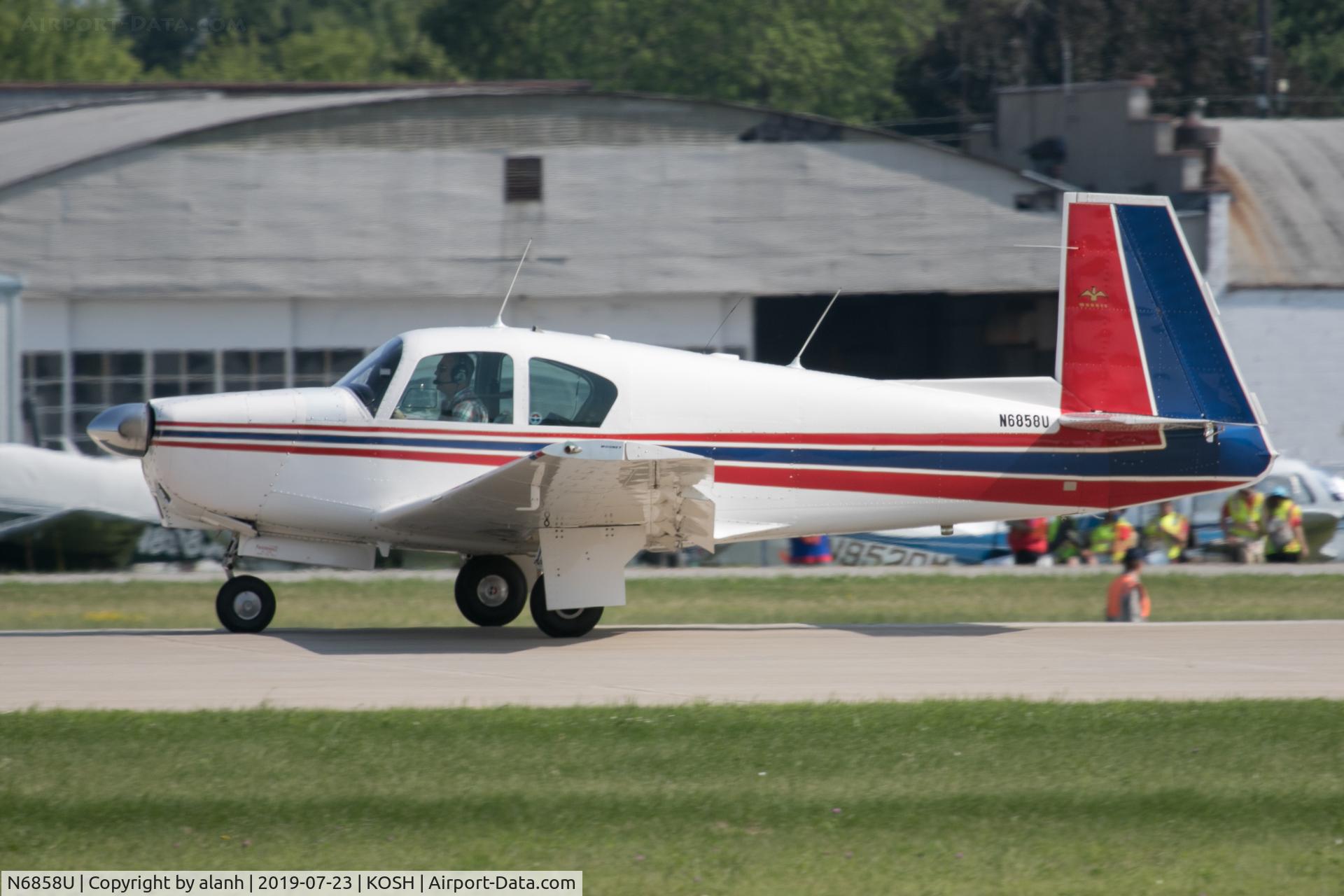 N6858U, 1963 Mooney M20 C/N 2563, Arriving at AirVenture 2019