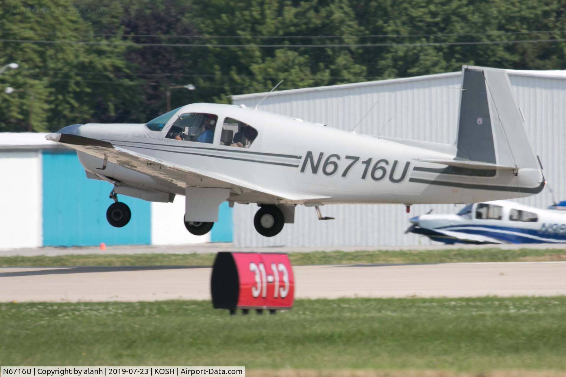 N6716U, 1963 Mooney M20C Ranger C/N 2448, Departing AirVenture 2019