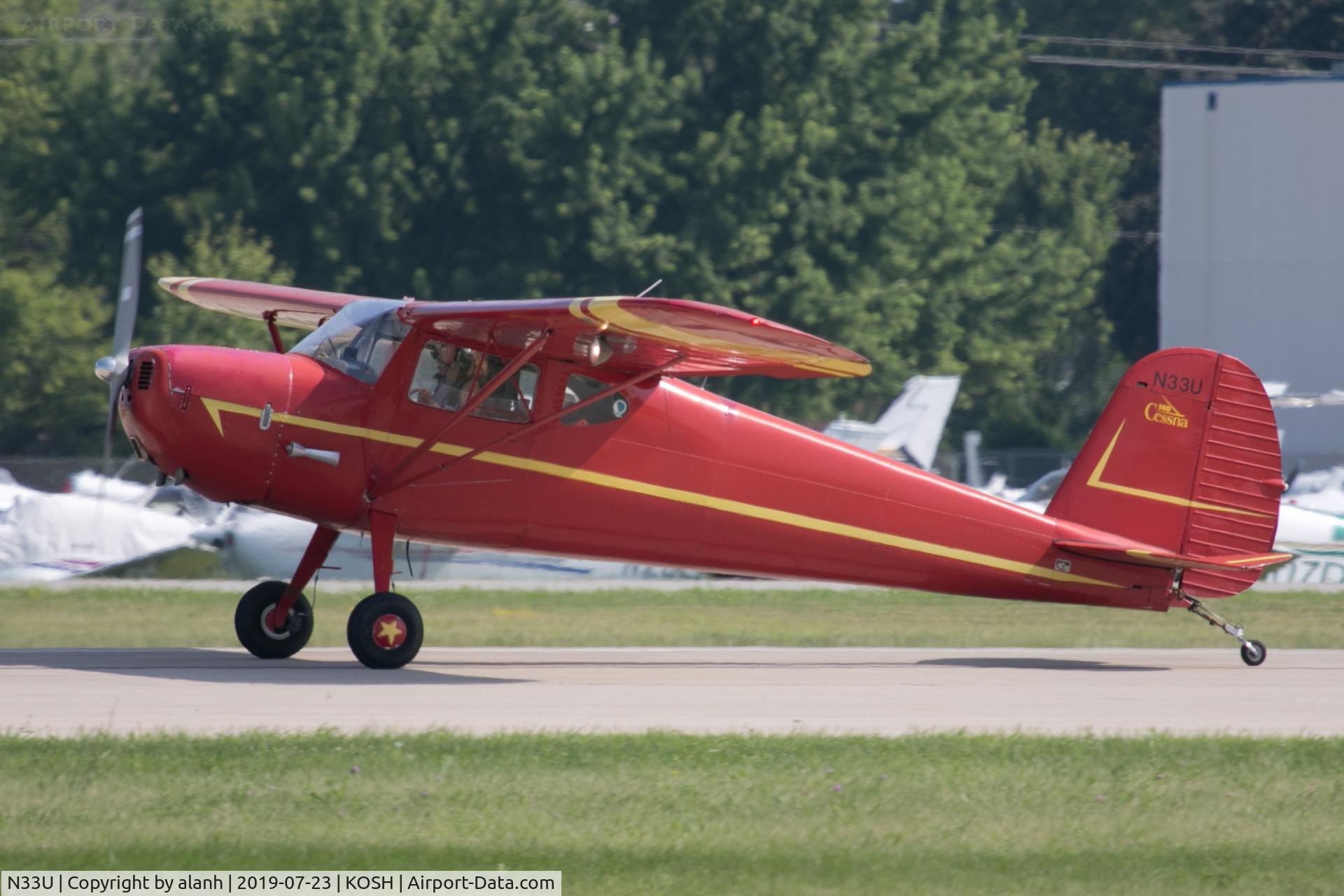 N33U, 1946 Cessna 140 C/N 11032, Arriving at AirVenture 2019